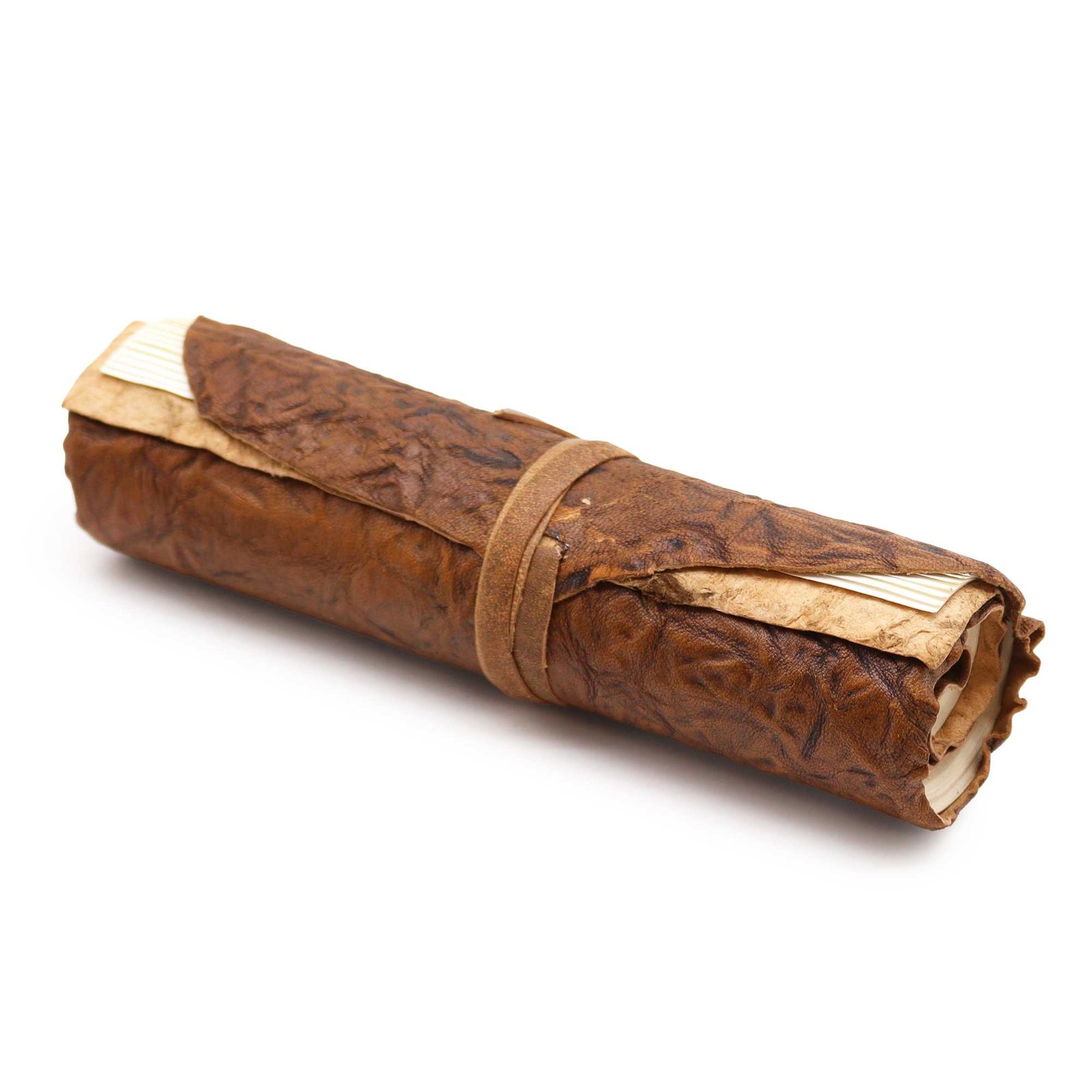 Susukta odinė kelioninė užrašų knygelė - 96 puslapiai - 21x15cm