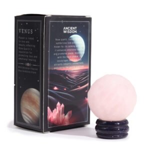 Venera - rausiojo kvarco planeta ant saulės akmens stovo - 40mm (30x15mm stovas)