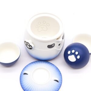 Pandos arbatos ritualo rinkinys su trimis puodeliais – dangaus mėlynumo