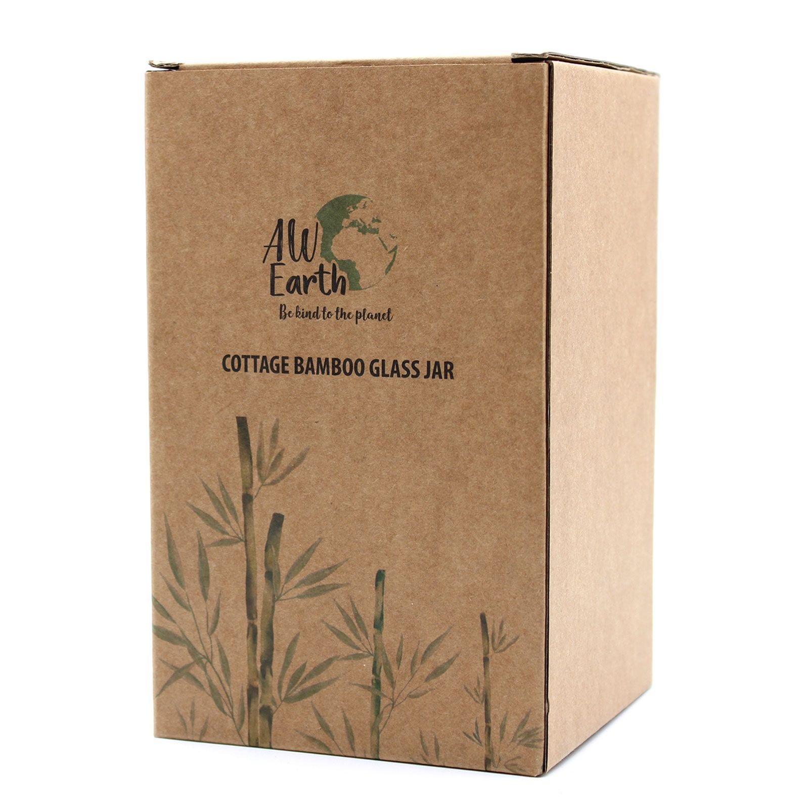 Kaimiško stiliaus stiklo indas su bambuko dangteliu 15 cm - Image 2