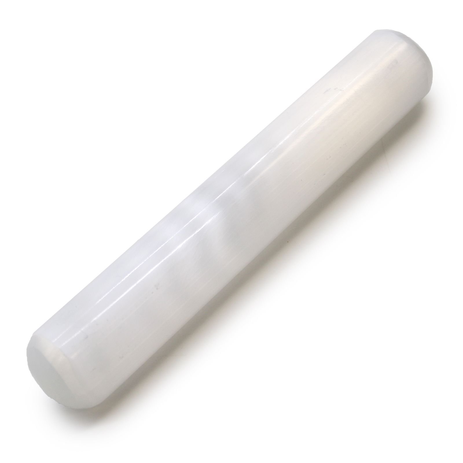 Selenito lazdelė „Round Both Ends“ – 16 cm šviesos ir ramybės ritualui