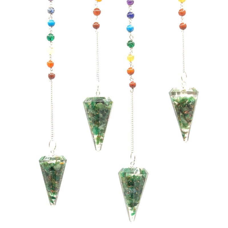 Alternative view of Orgonito galios čakrų švytuoklė „Green Aventurine“ – žalias ramybės ir intuicijos akcentas