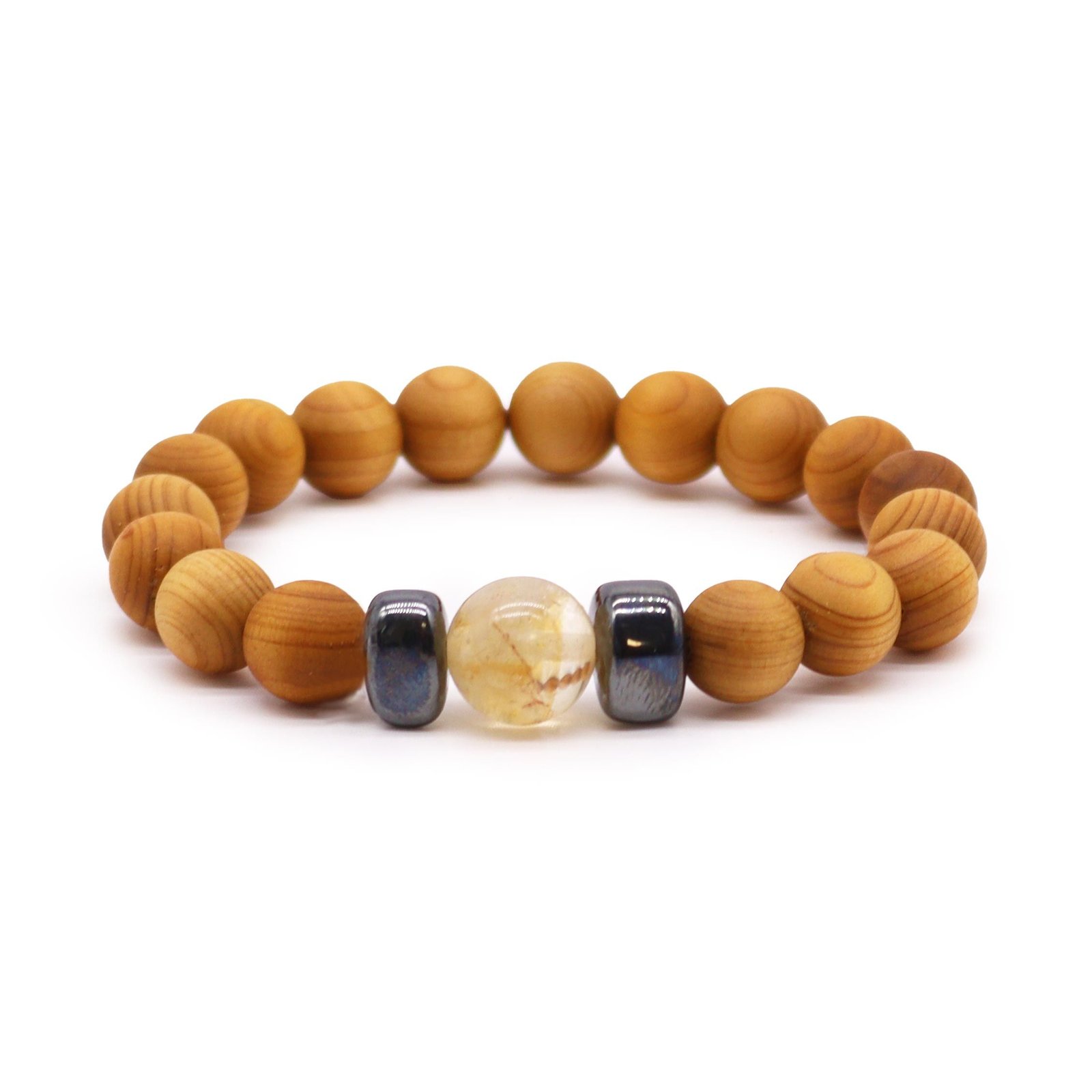 Cedarwood „Solar Plexus Chakra“ apyrankė su citrinu – šilto ritualo šviesa