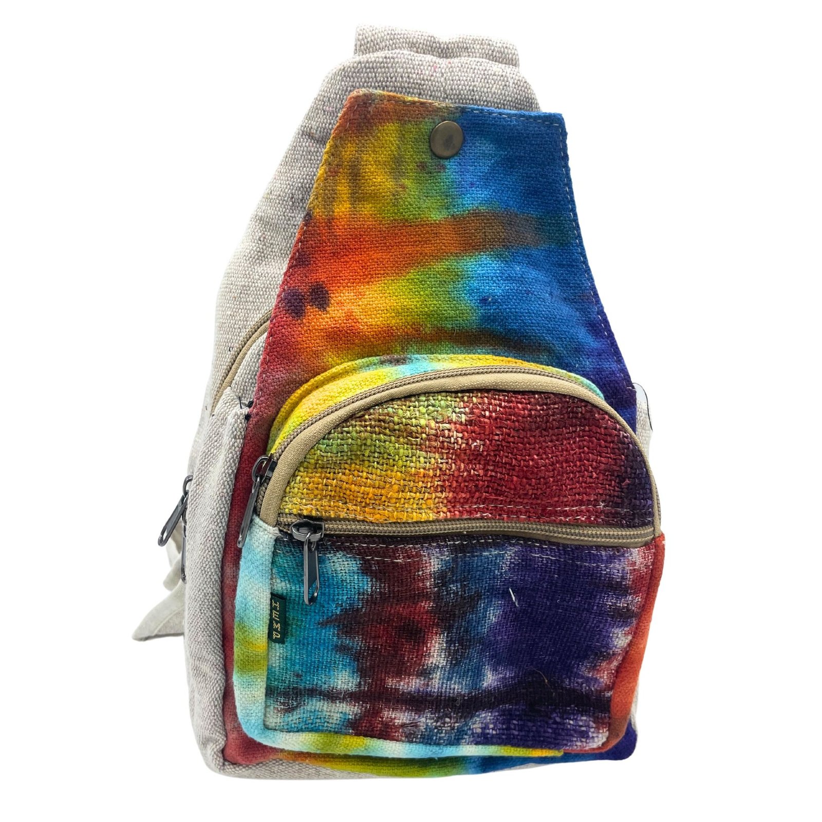 Kanapių ir medvilnės peties krepšys „Tiedye Hemp Sling“ – laisvo ritmo kasdienai