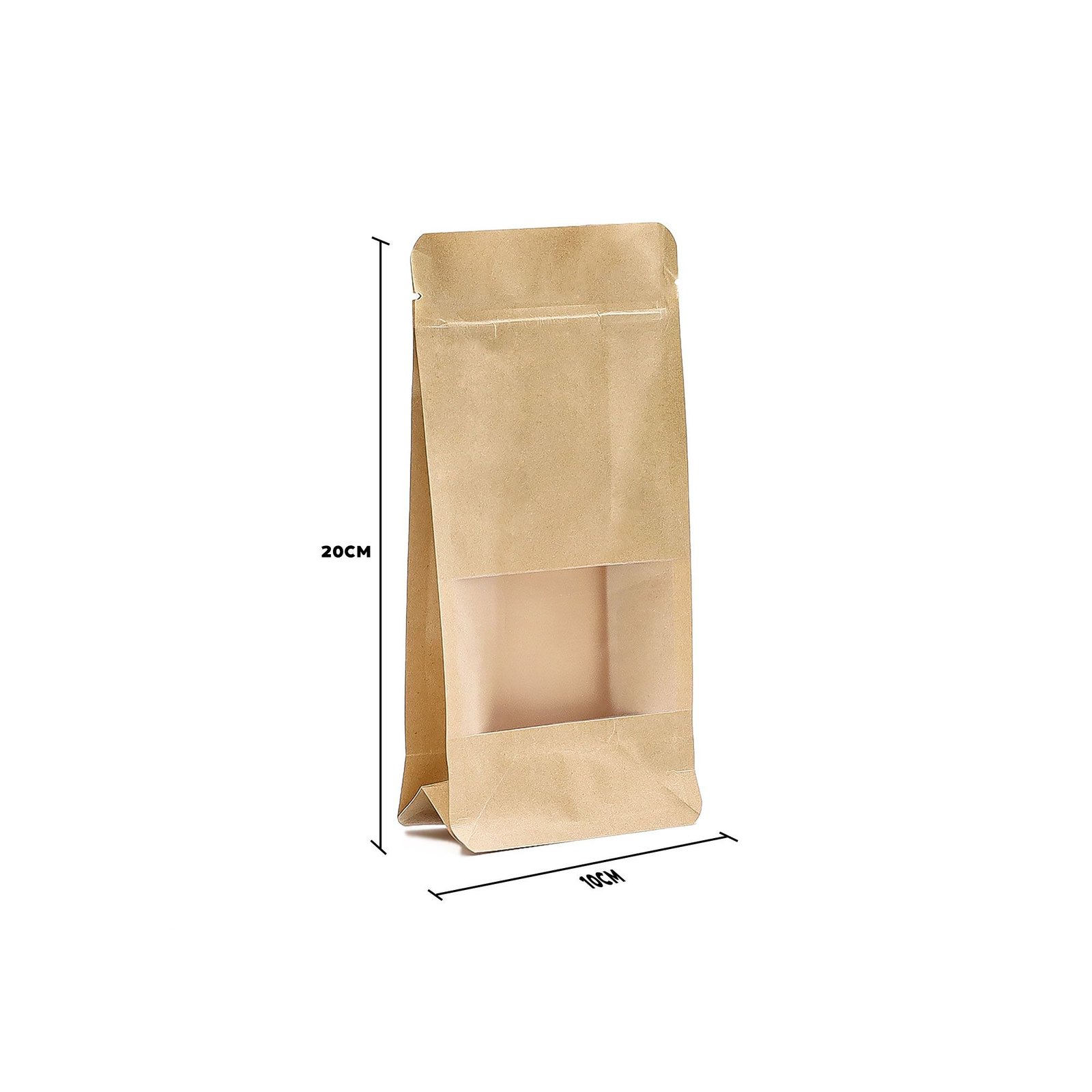 Alternative view of Kraft popieriaus maišeliai su langeliu „Squat“ 10 x 20 cm – jaukus dovanų įpakavimo akcentas