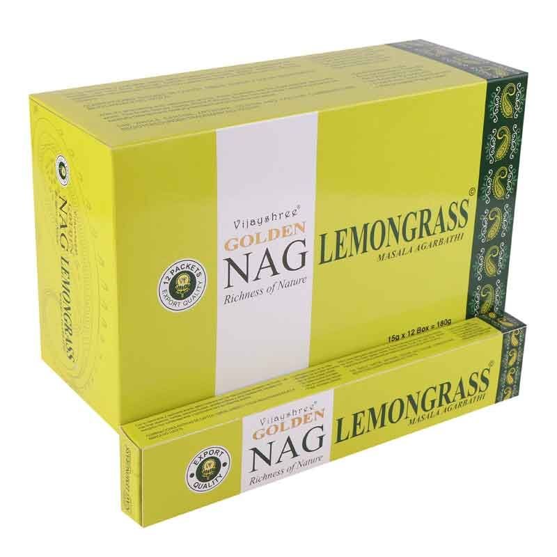 Smilkalų lazdelės „Golden Nag Lemongrass“ – gaivus citrusinis ritualas namų jaukumui