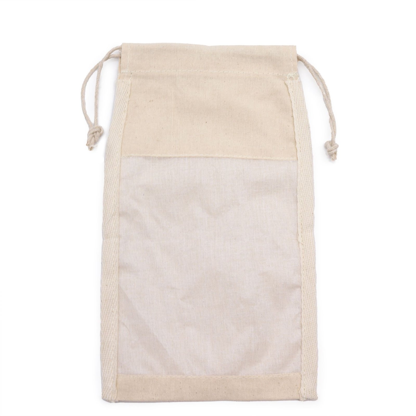 Didelis medvilninis dėklas su permatomu langeliu – 26 × 15 cm, natūralus įpakavimo žavesys