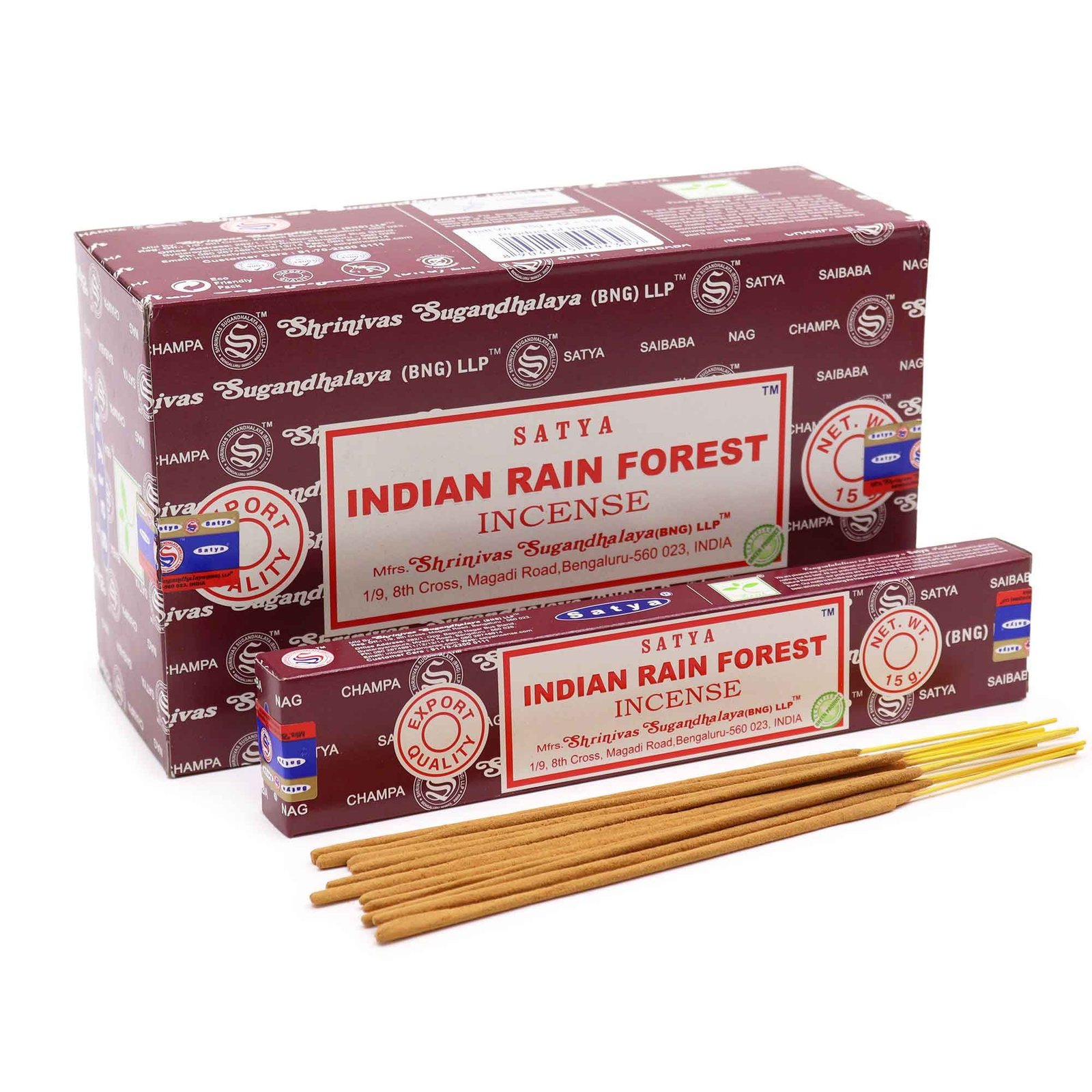 Smilkalų lazdelės „Indian Rain Forest“ – Satya miško ramybės kvapas, 15 g
