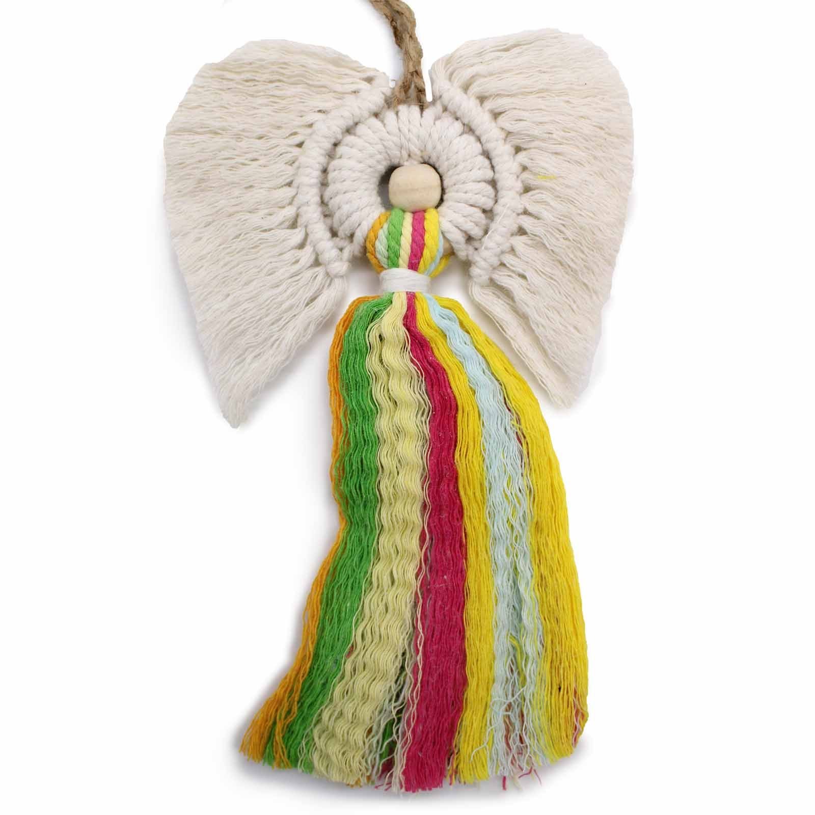 Makramė angelas „Rainbow“ – spalvotos ramybės ir jaukios globos akcentas