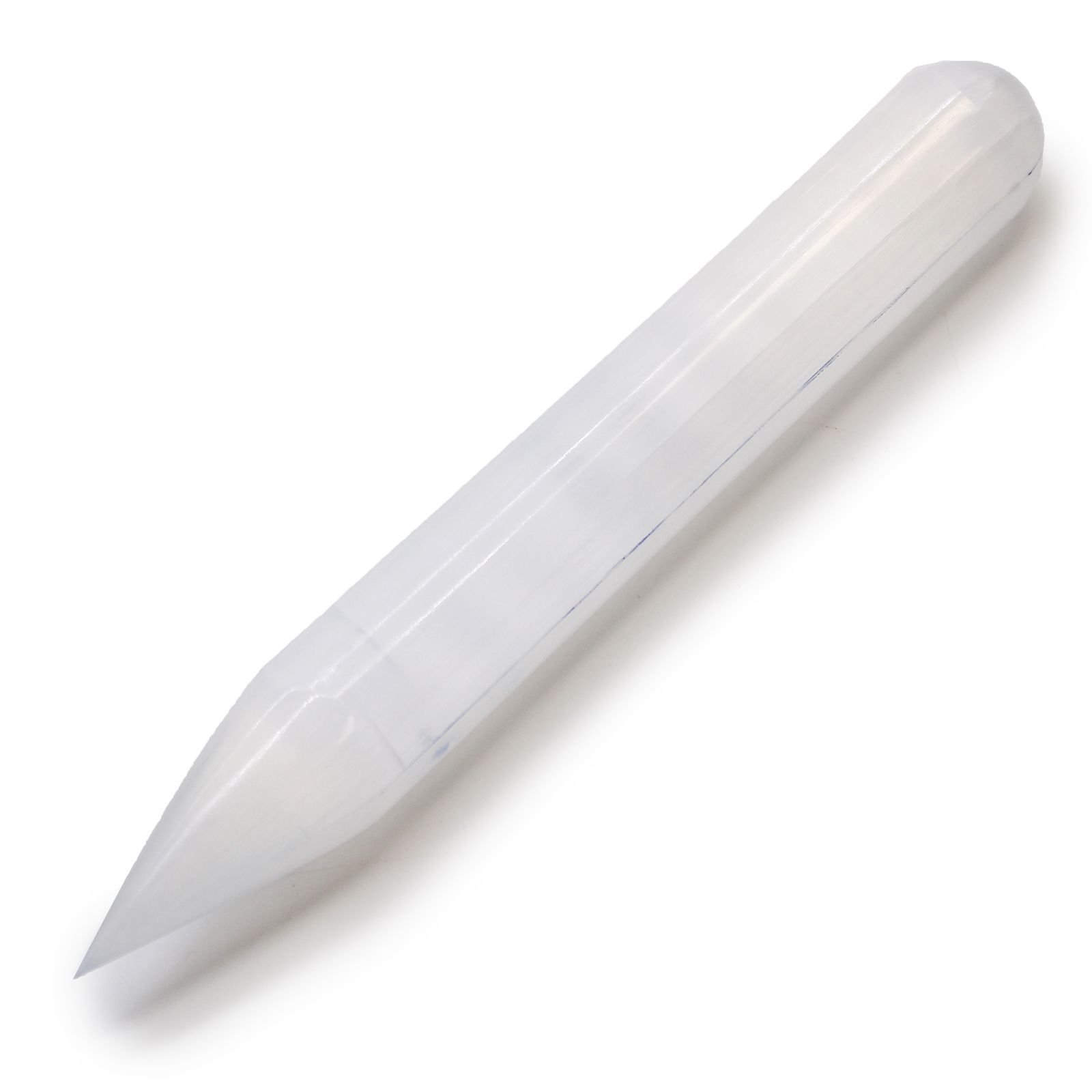 Selenito lazdelė „Point one End“ – 16 cm šviesos ir tylos ritualui