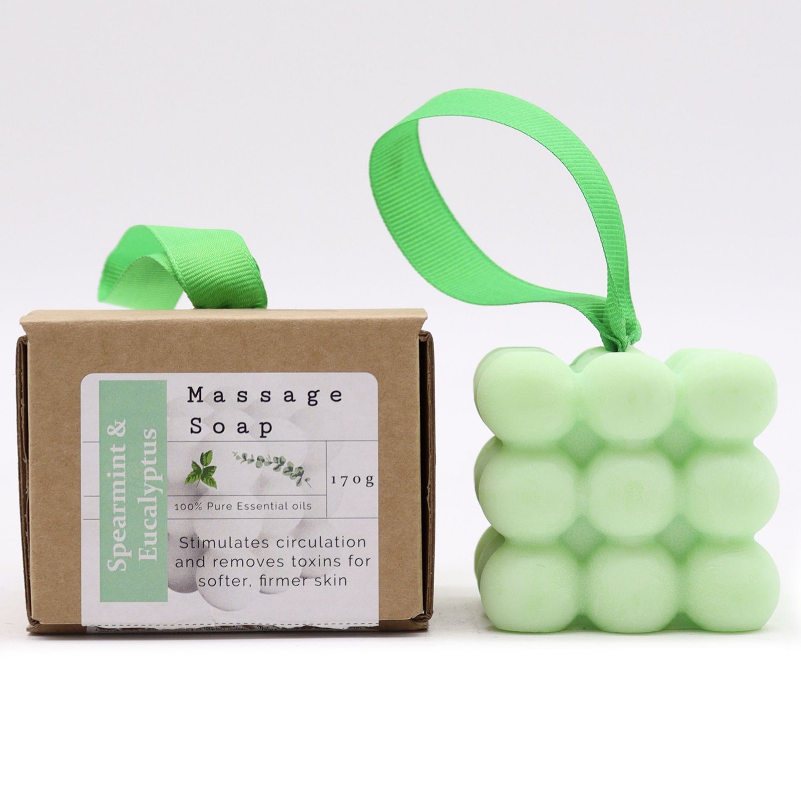 Masažinis muilas „Spearmint & Eucalyptus“ – gaivus žolelių ritualas dėžutėje
