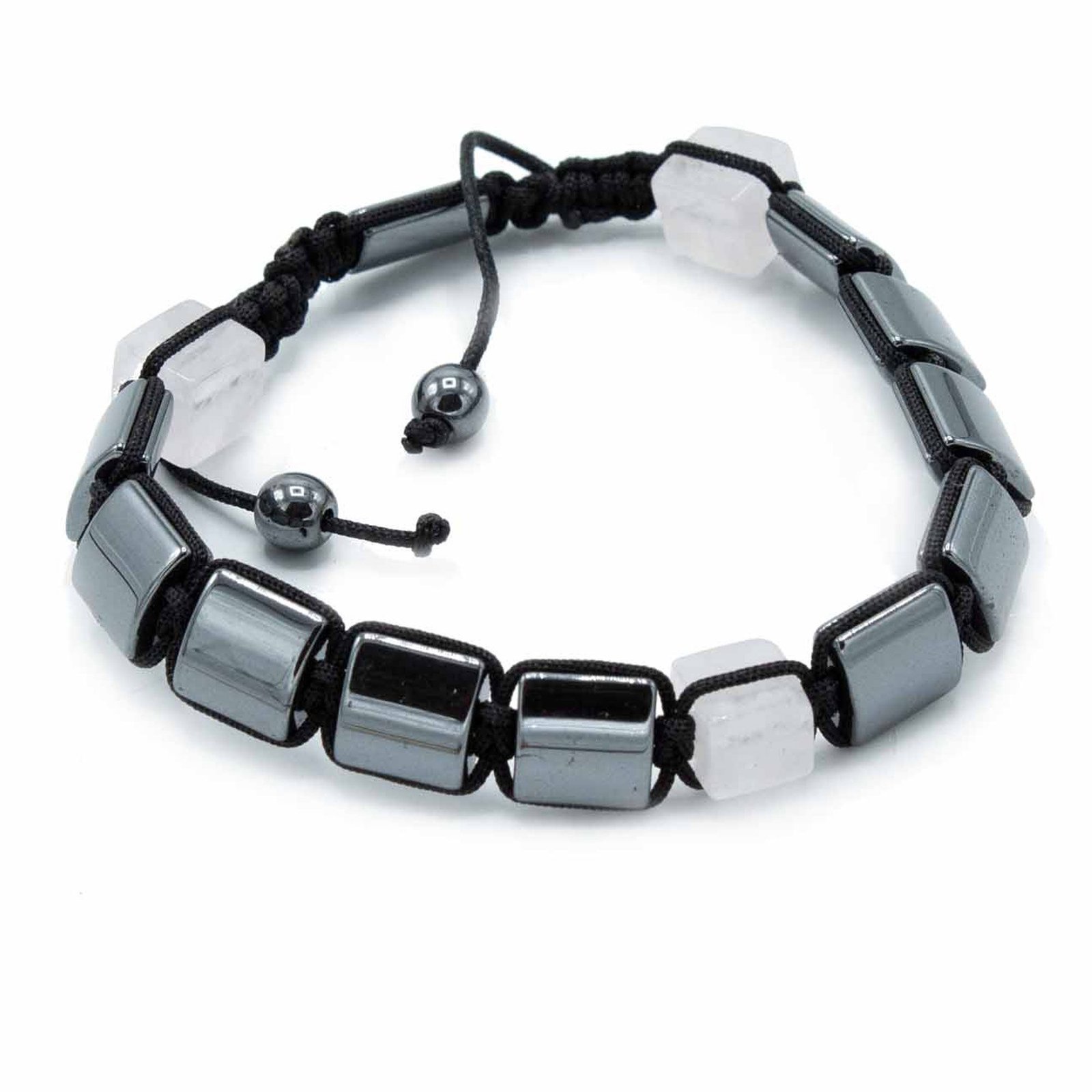 Alternative view of Magnetinė hematito Shamballa apyrankė „Rožiniai kubai“ – harmonijos ir jėgos simbolis