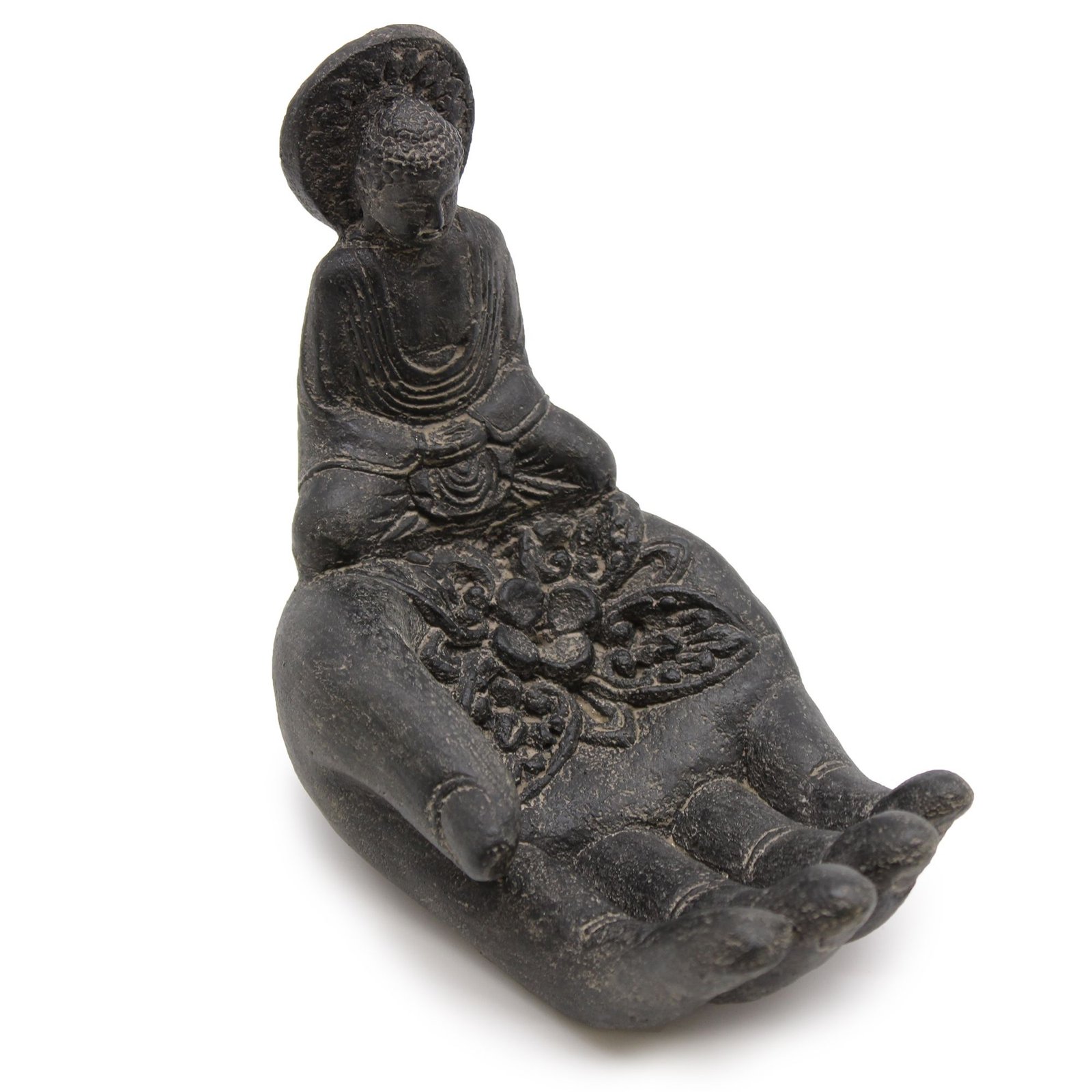 Akmeninis smilkalų garintuvas „Buddah & Hand“ – juodos ramybės ritualo akcentas