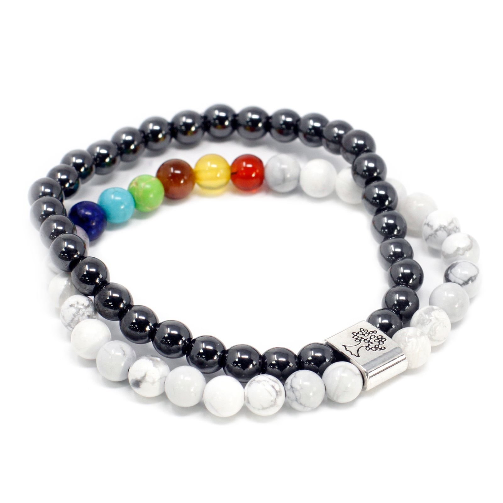 Magnetinė brangakmenių apyrankė „White Howlite Chackra“ – šviesos ir tylos ritualas