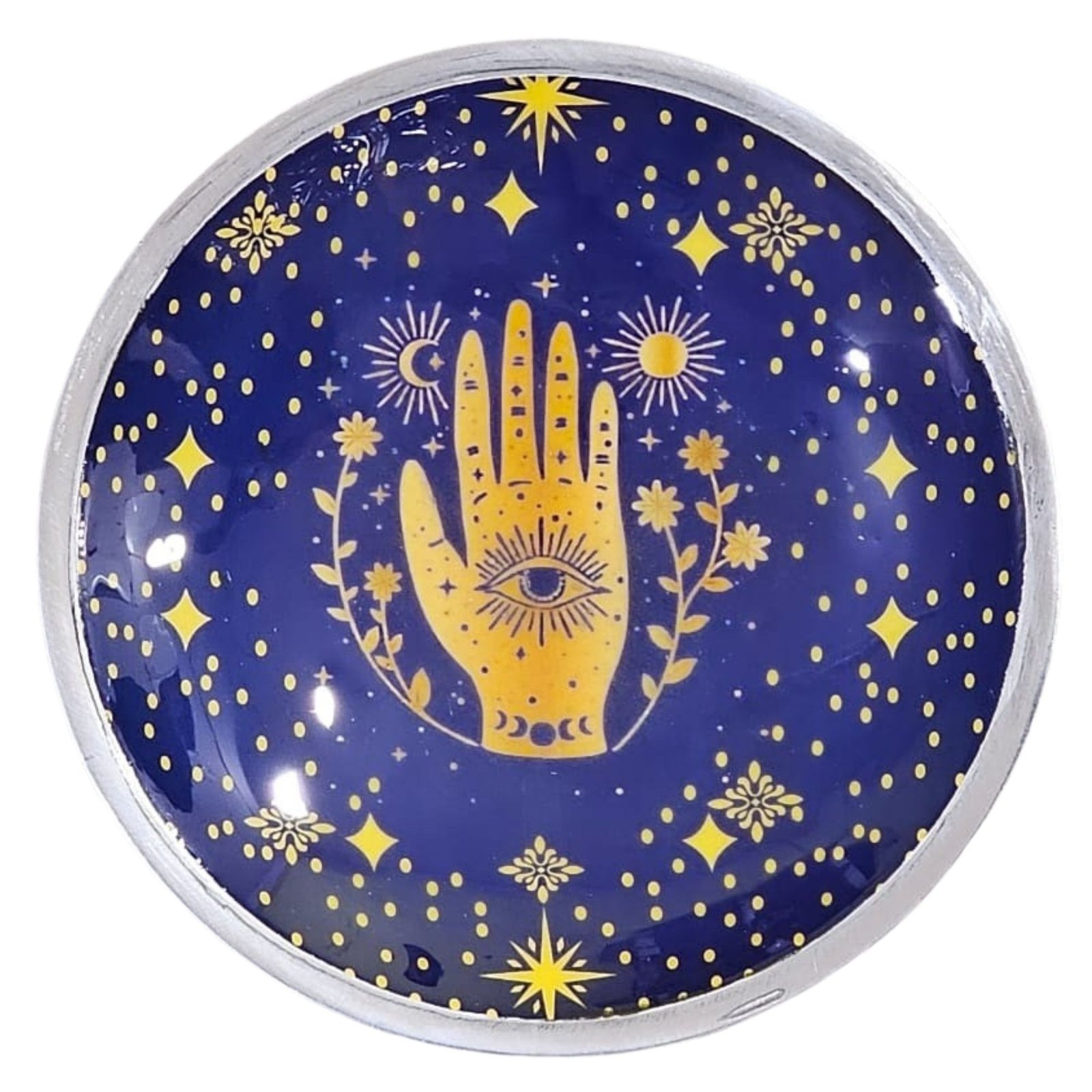 Alternative view of Trijų kojelių emaliuota aukojimo lėkštelė „Hamsa Midnight Blue“ – mėlynos nakties ritualo akcentas