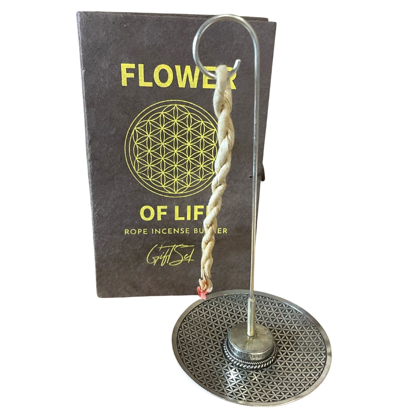Virvelinių smilkalų rinkinys su žalvariniu laikikliu „Flower of Life“ – ritualo ramybė namams