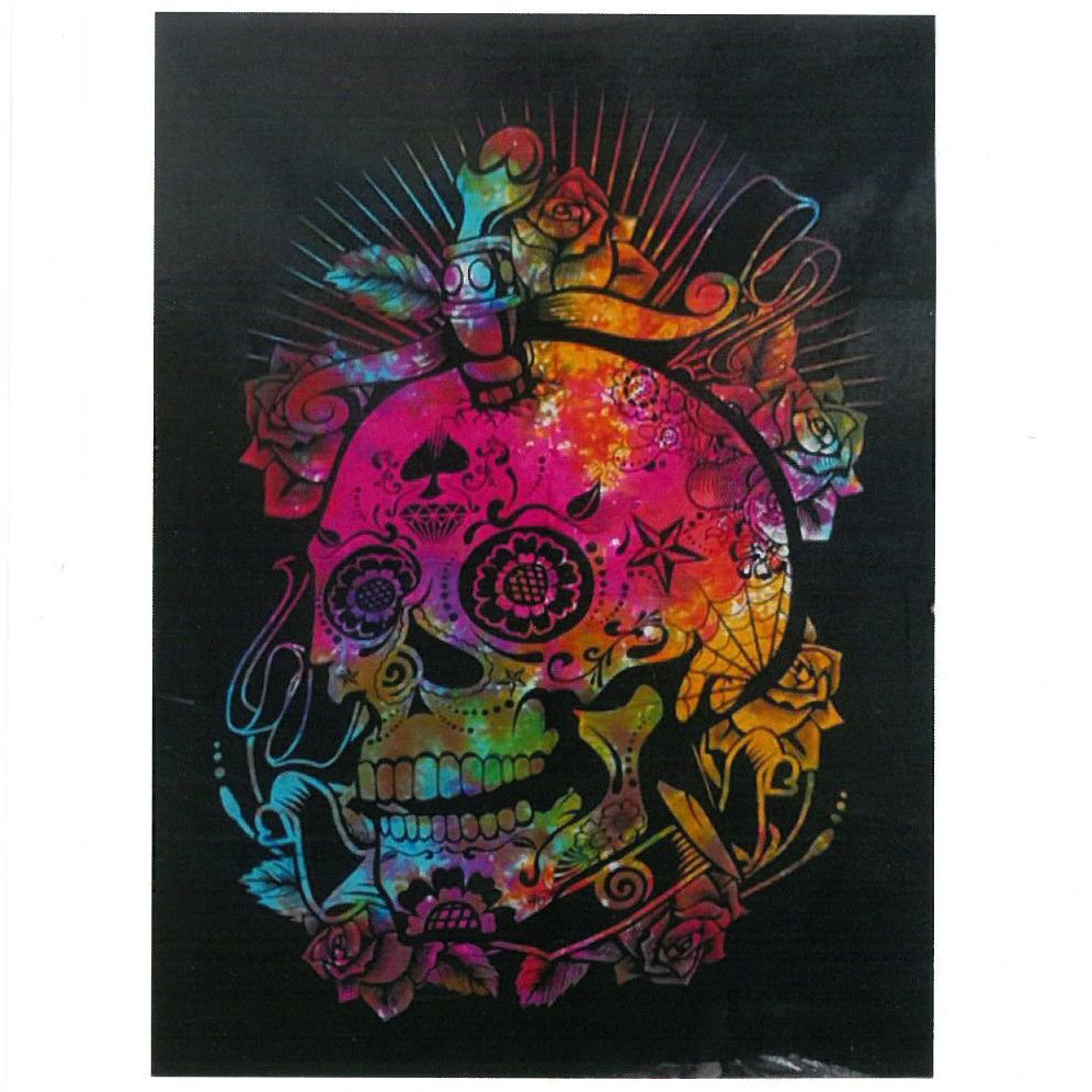 Medvilninė sieninė dekoracija „Day of the Dead Skull“ – ryškus namų ritualo akcentas