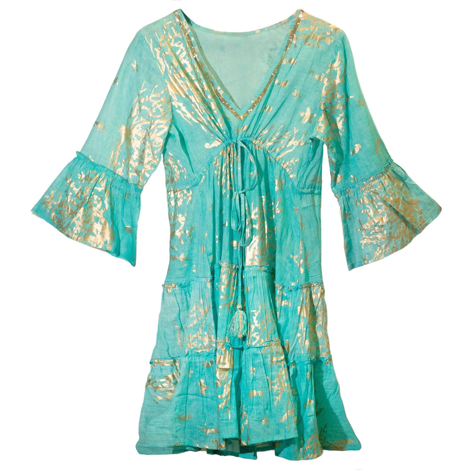 Kelnės „Nomad Sari“ iš „Mediterranean Collection“ – turkio ir aukso koralų raštų lengvumas