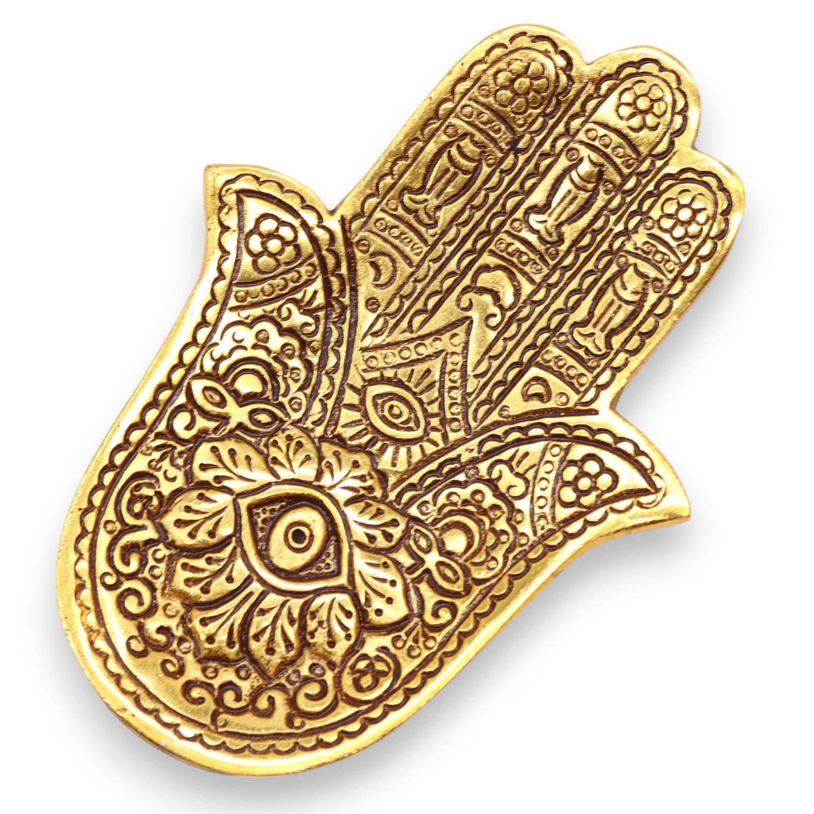 Smilkalų laikiklis „Hamsa“ – auksinio aliuminio rankų darbo apsaugos akcentas