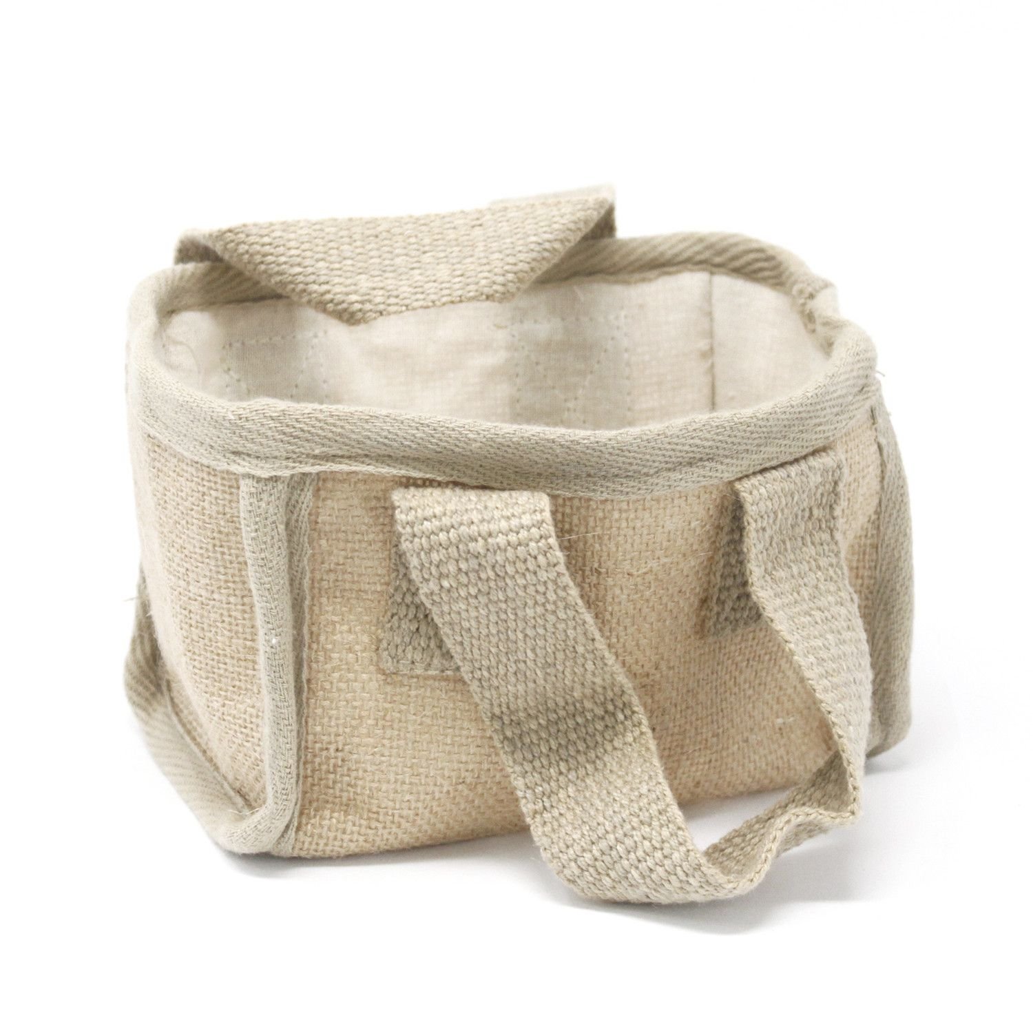 Mini pirkinių pintinė iš džiuto ir medvilnės – natūralus 16 × 10 × 12 cm jaukumo akcentas