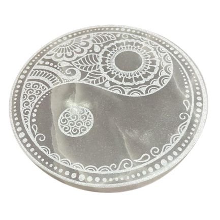 Alternative view of Didelė selenito įkrovimo plokštelė „Feng Shui“ – 18 cm šviesos ramybės akcentas