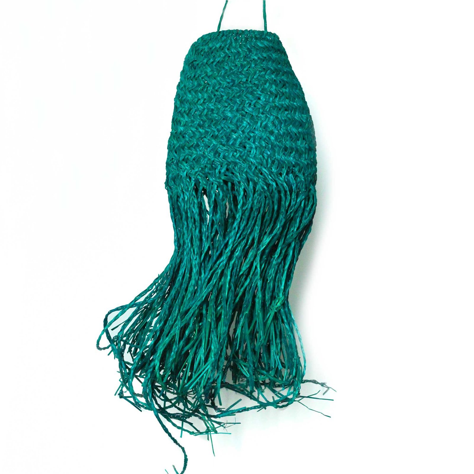 Pakabinamas šviestuvo gaubtas „Teal Braided in Doum“ – žalsvas pintas akcentas namų šviesai