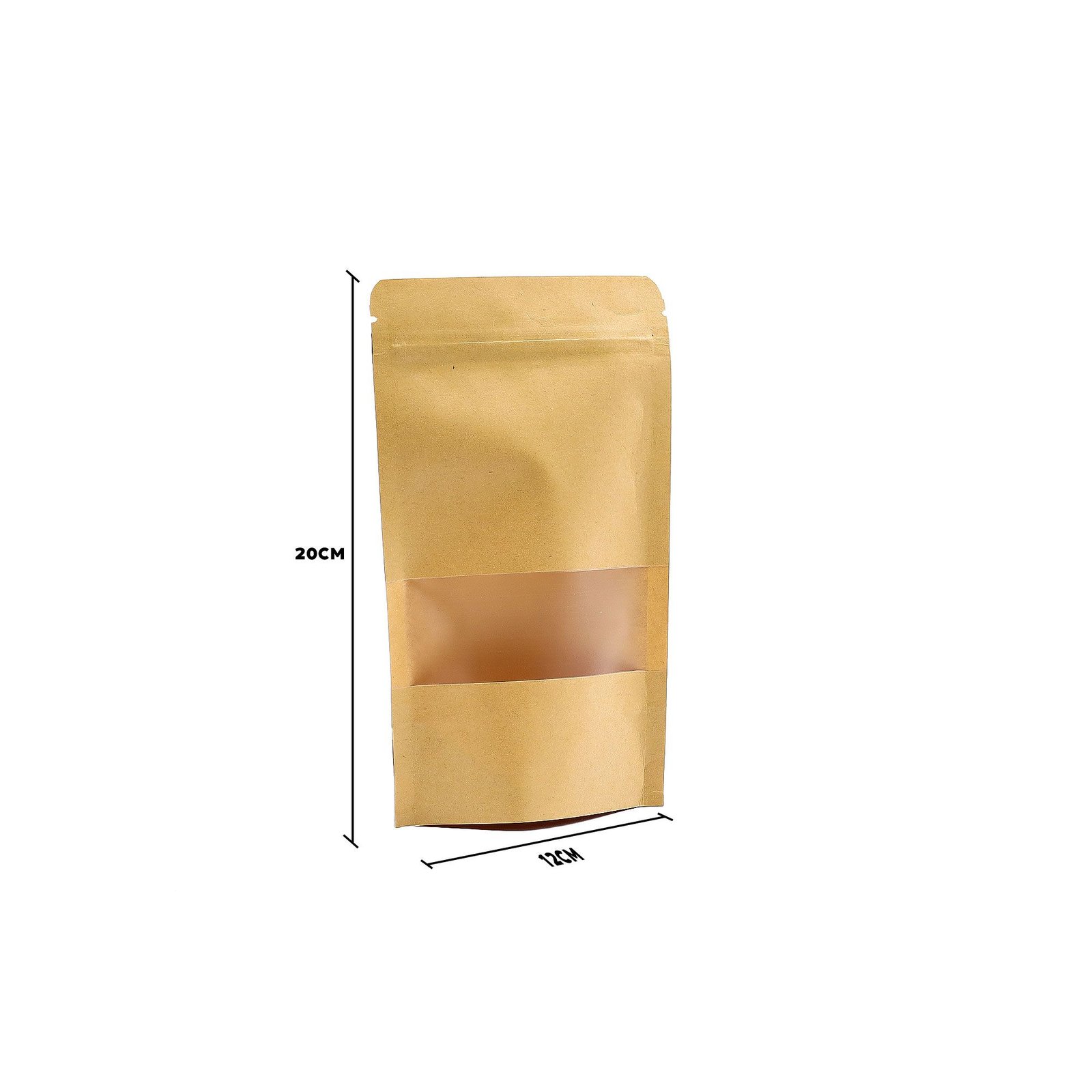 Alternative view of Kraft popieriaus maišeliai su langeliu 12 × 20 cm – 10 vnt. jaukiam dovanų įpakavimui