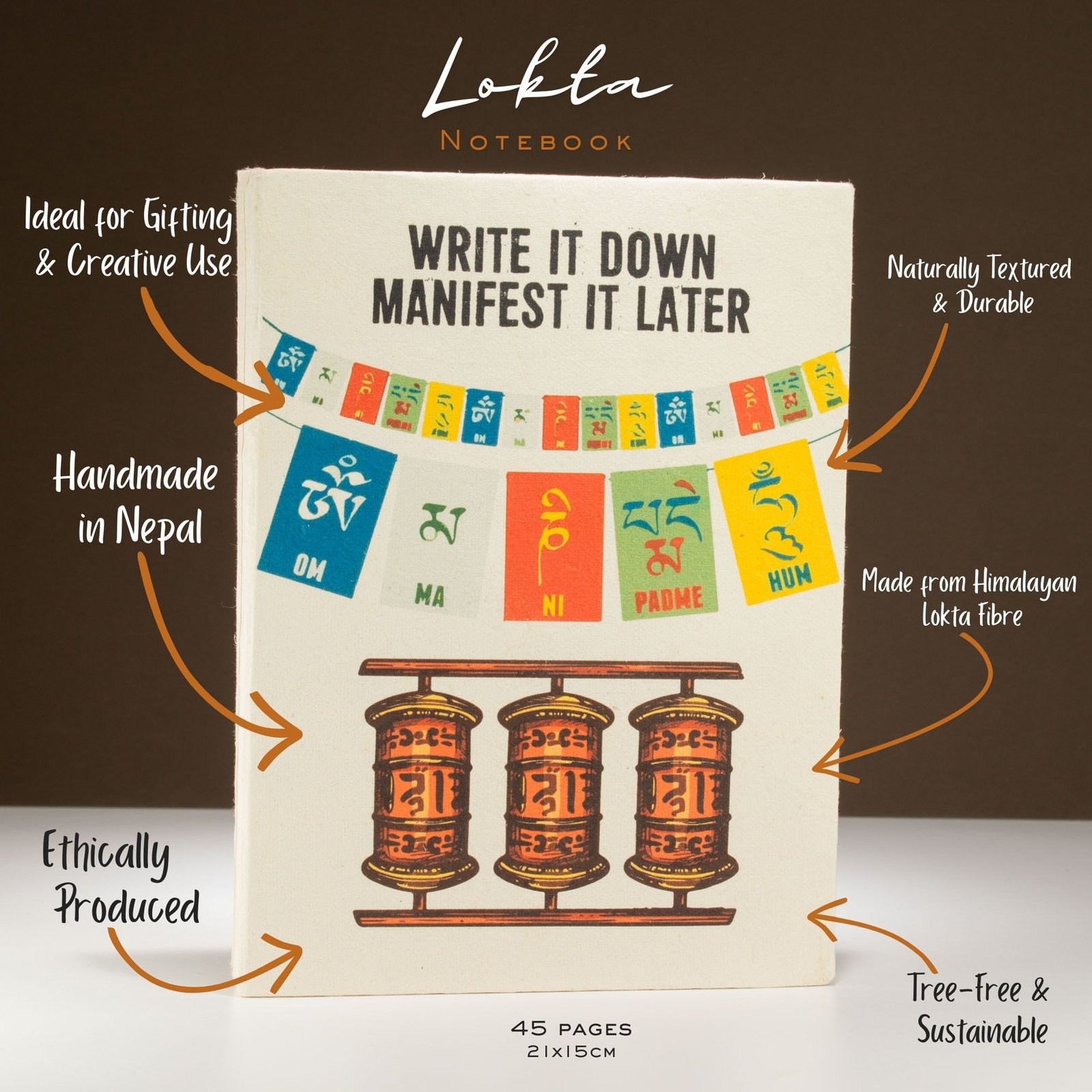 Didelė lokta popieriaus užrašinė „Write it Down“ – įkvėpimui ir tyliai minčių magijai