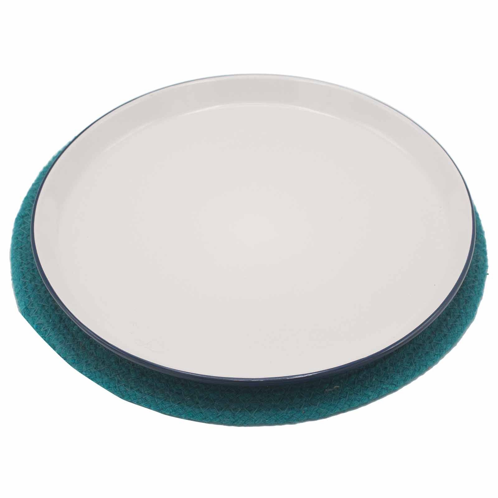 Alternative view of Natūralus stalo padėkliukas iš džiuto ir medvilnės „Teal Boarder“ – 30 cm jaukumo akcentas