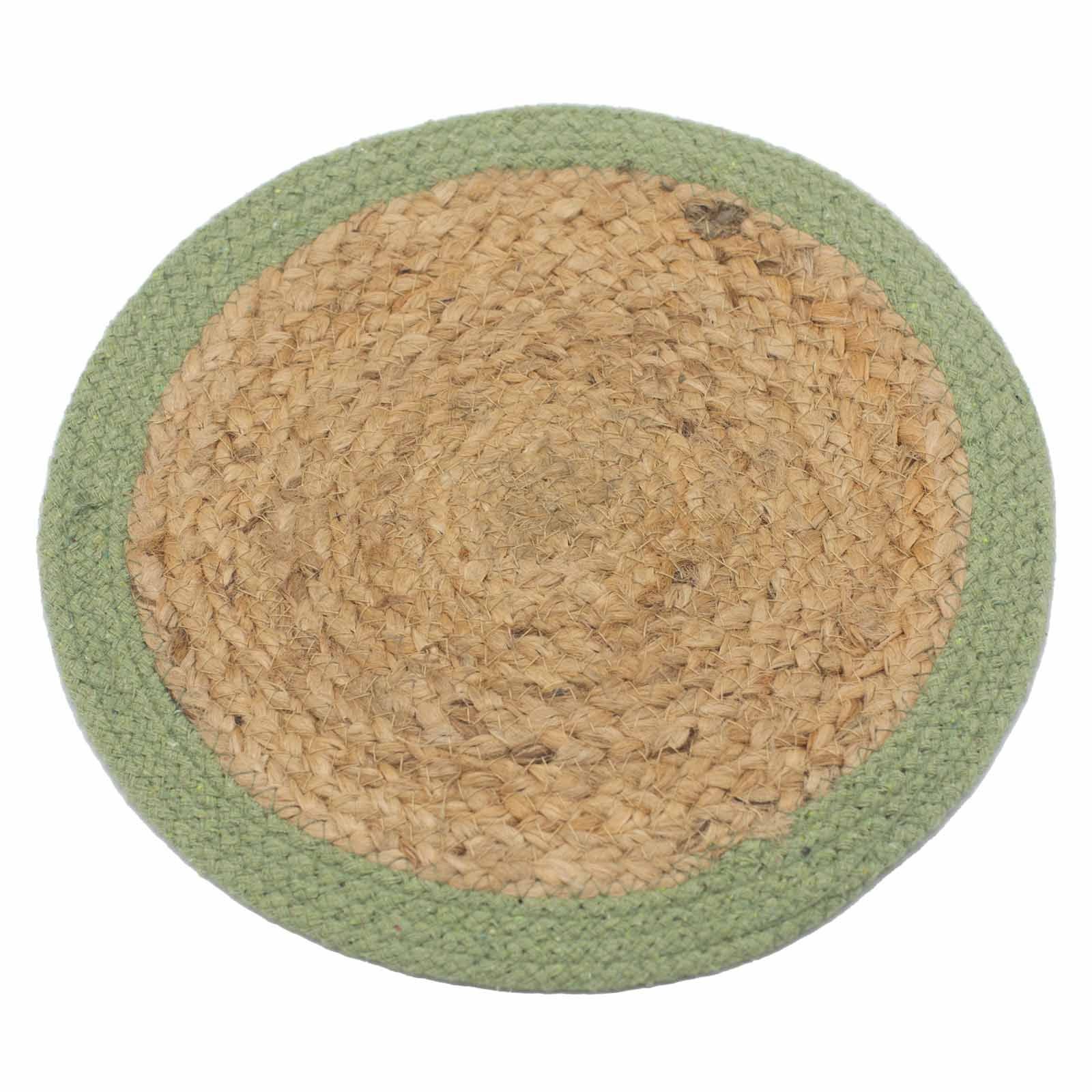 Natūralus stalo padėkliukas iš džiuto ir medvilnės „Olive Boarder“ – 30 cm jaukumo ratas