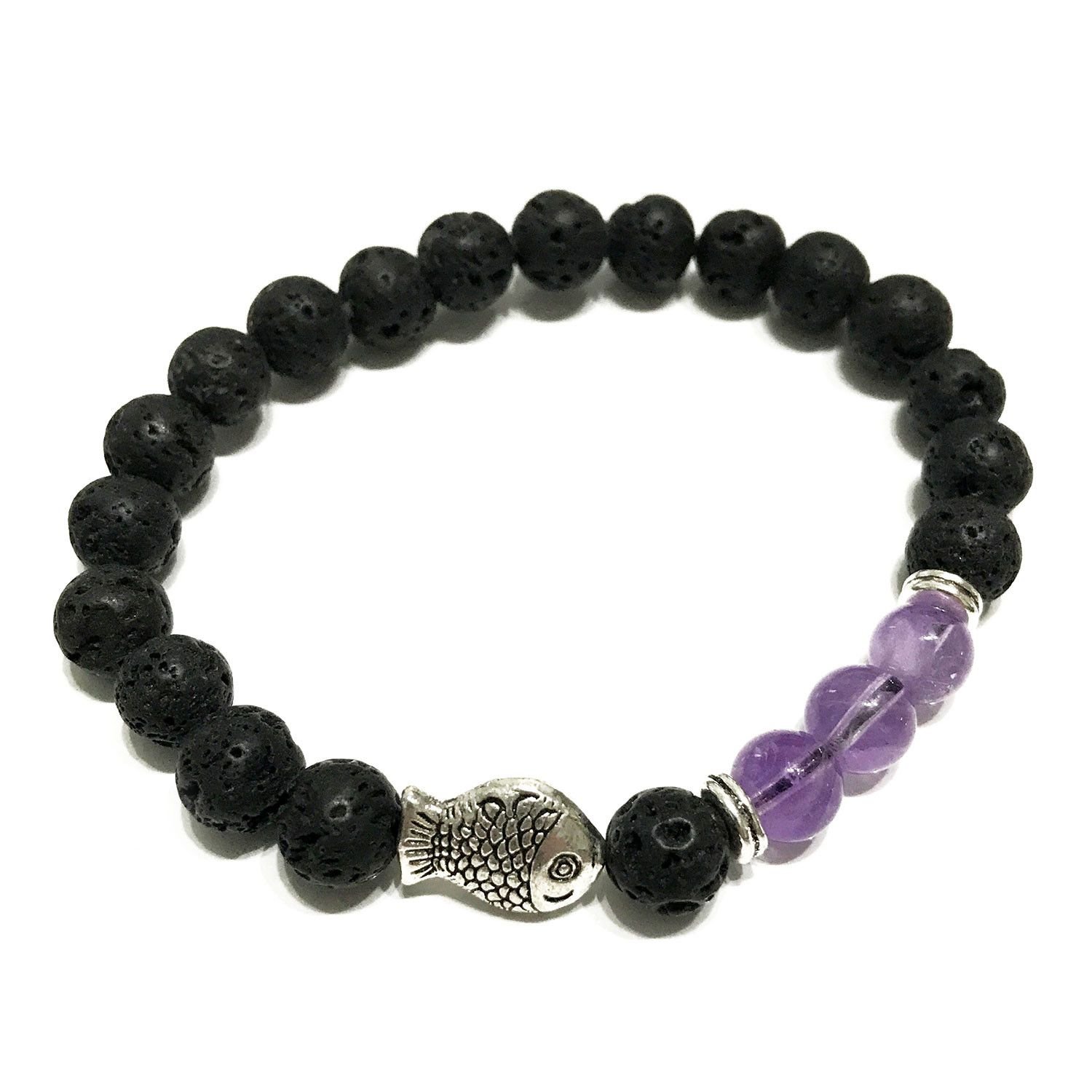 Lavos akmenų apyrankė „Fish Amethyst“ – subtilus akmens ir ametisto žavesys