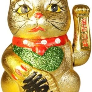 Didelė laimę kviečianti katė „Money Cat“ – porceliano namų talismanas