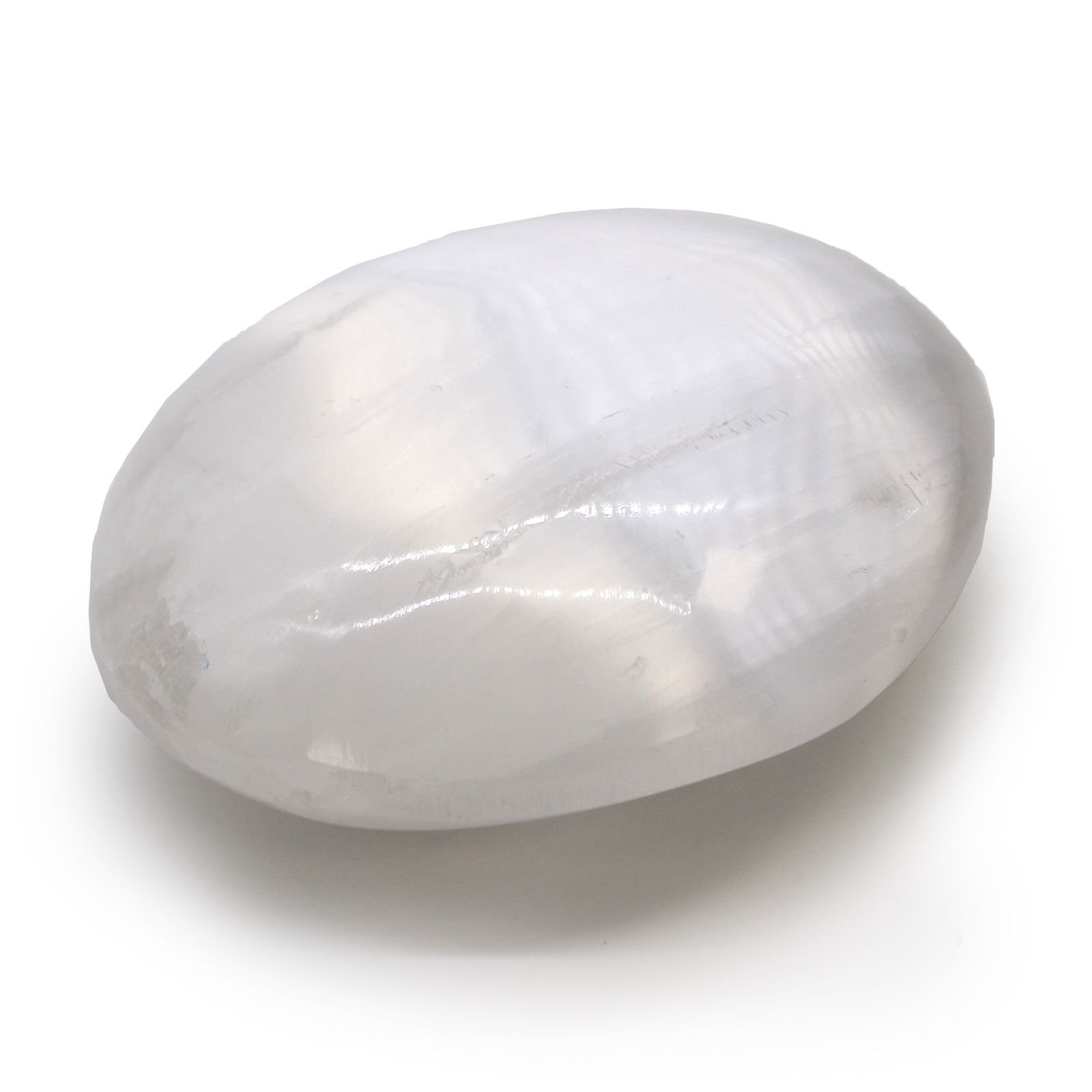 Selenito delninė lazdelė „Selenite Palm Stone“ – 5–7 cm šviesos ramybės akmuo