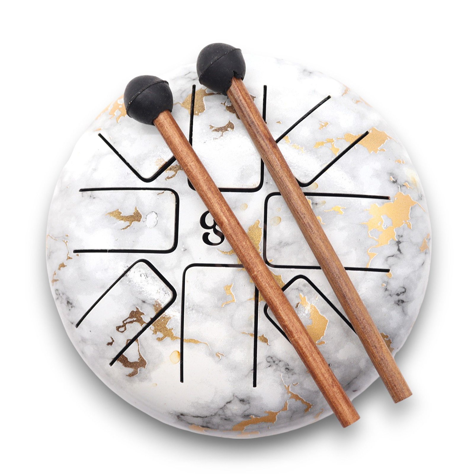 Plieninis liežuvėlinis Happy būgnas „Marble OM“ – 18 cm meditacijos skambesys
