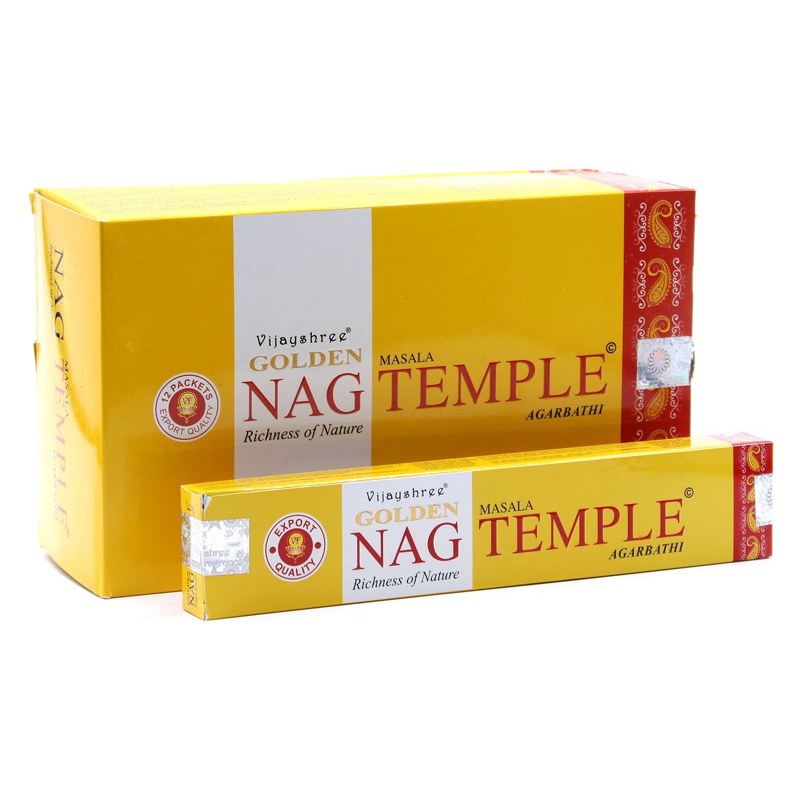 Smilkalų lazdelės „Golden Nag Temple“ – šventiško ritualo aromatas, 15 g