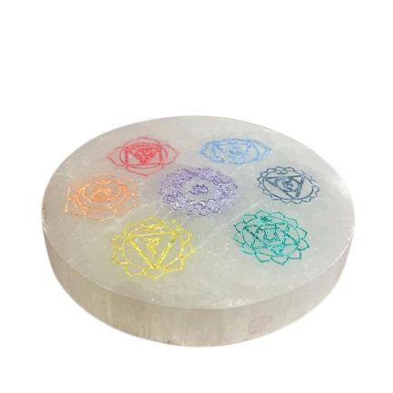 Alternative view of Selenito įkrovimo plokštelė „Chakra Design“ – 8 cm šviesos ir ramybės akcentas