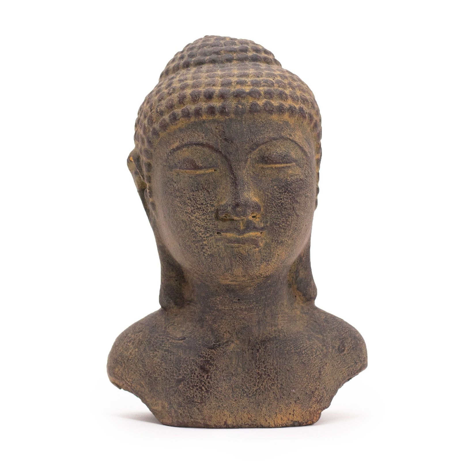 Budos galvos statulėlė „Tranquility Buddha Head“ – pilko akmens ramybės akcentas