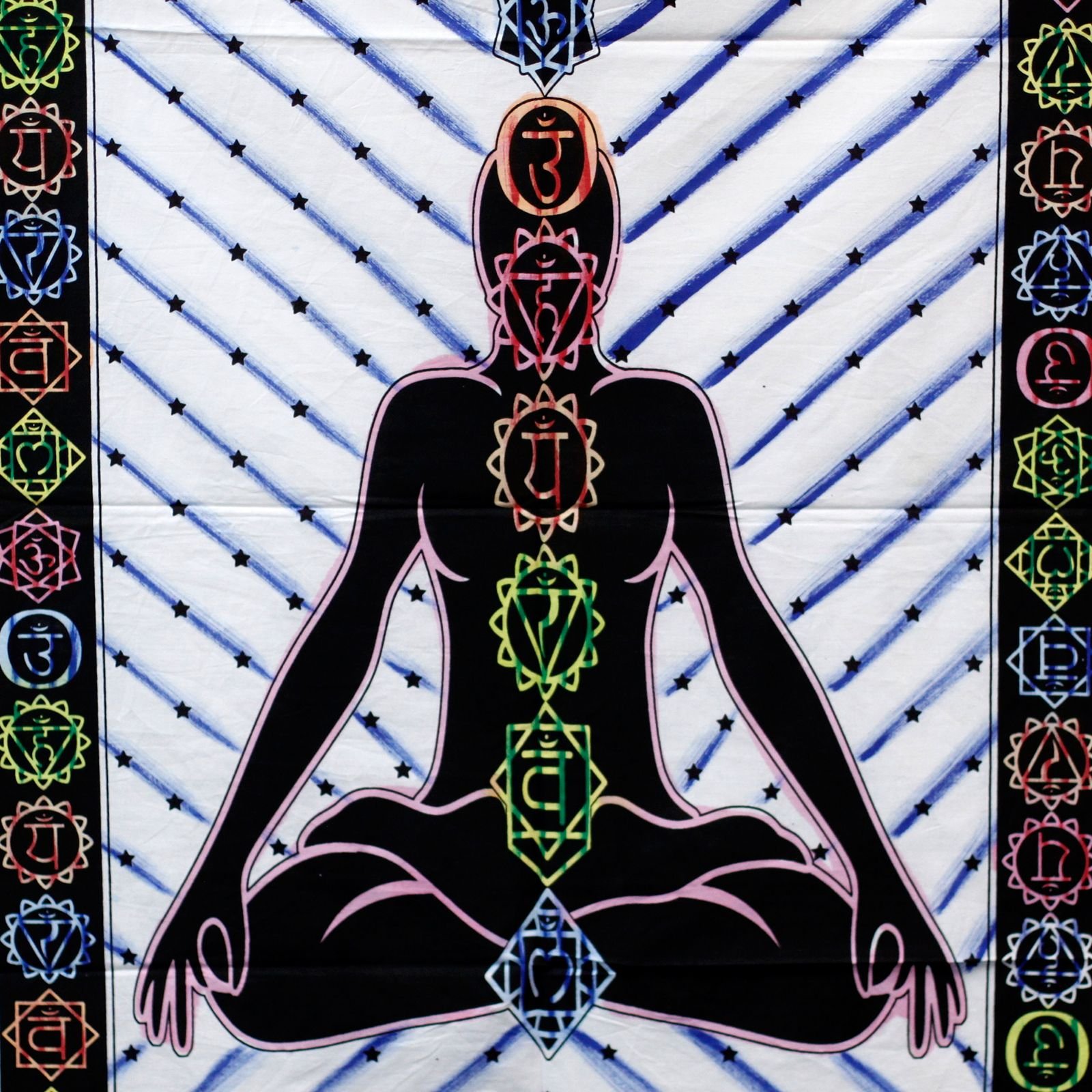 Alternative view of Rankomis dažytas medvilninis sieninis audinys „Chakra Buddha“ – spalvotos ramybės akcentas namams