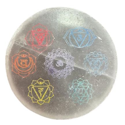 Selenito įkrovimo plokštelė „Chakra Design“ – 10 cm šviesos ritualui