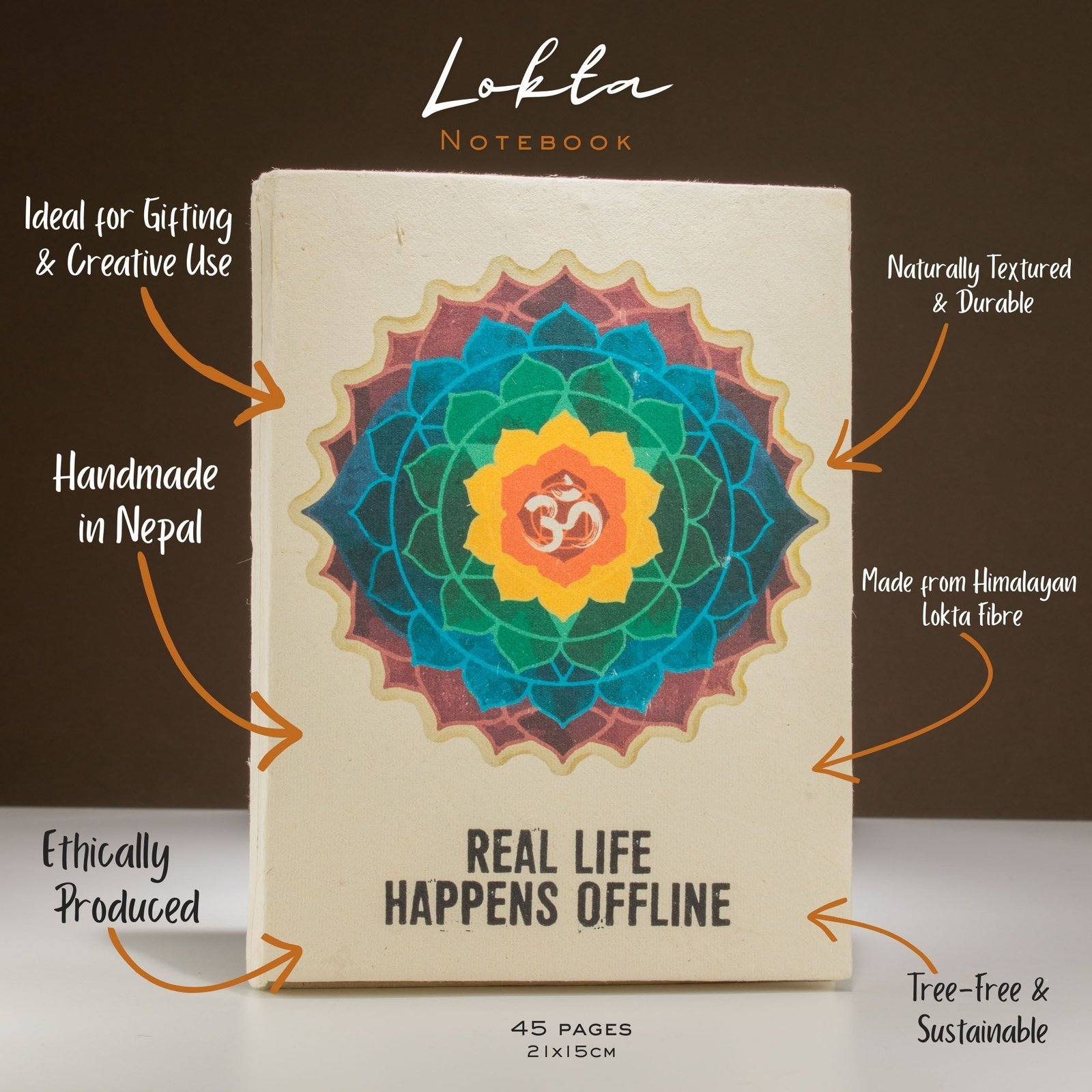 Lokta popieriaus užrašinė „Real Life“ – įkvėpimui ir kasdieniams ritualams