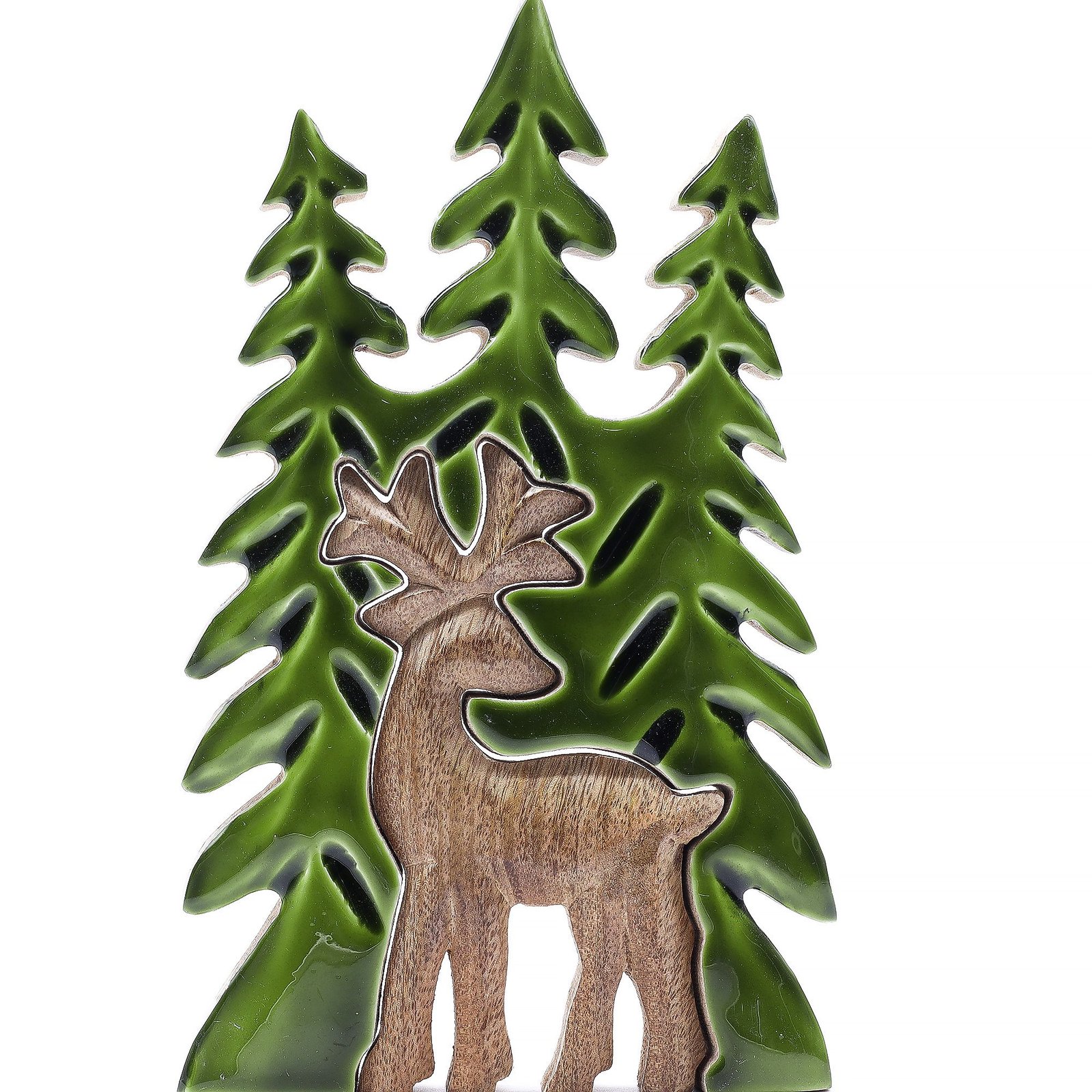 3D medinė dekoracija „Stag in the Forrest“ – elnio siluetas jaukiam namų ritualui