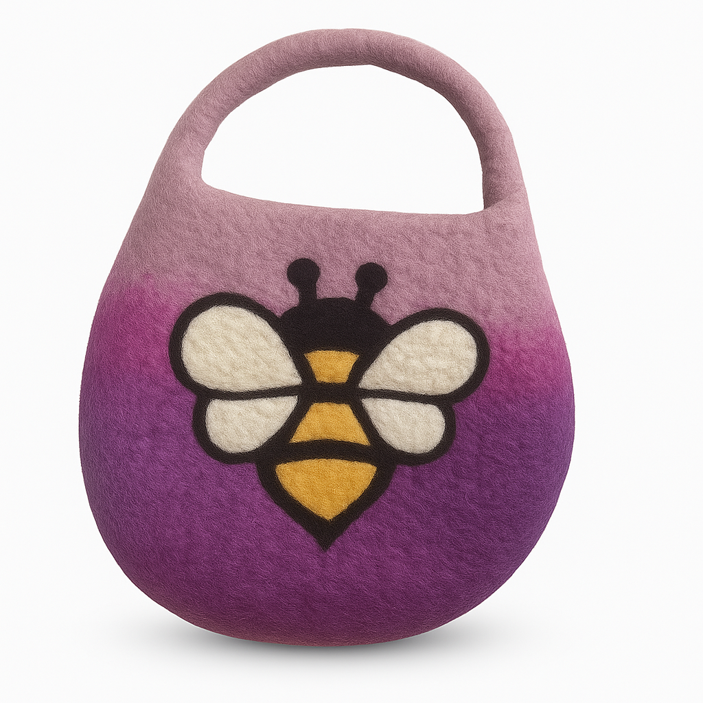 Šlapio vėlimo vilnonis krepšys „Bee Bag“ – levandų atspalvių kasdienė paslaptis