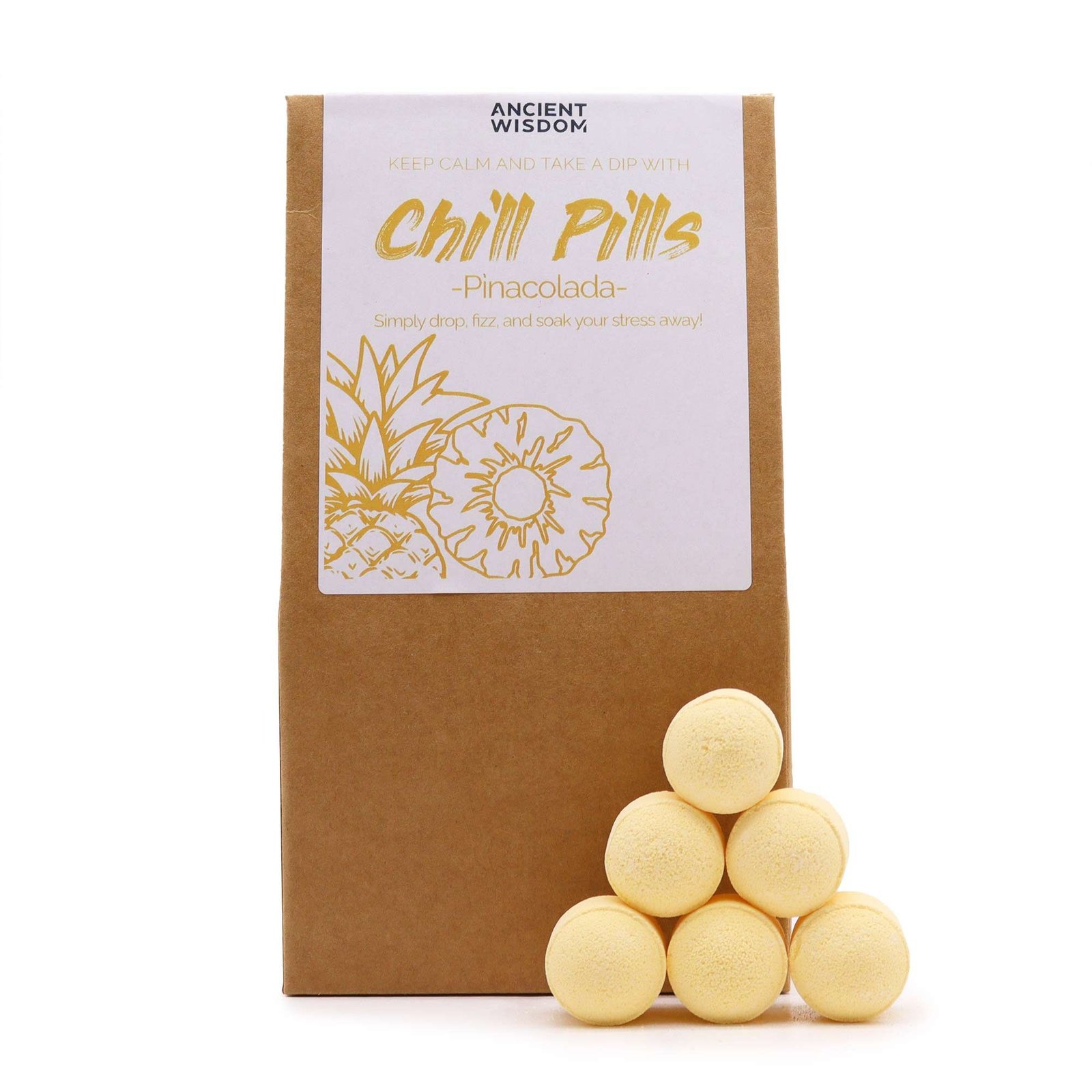 Vonios „Chill Pills“ dovanų rinkinys „Pinacolada“ – tropiškas atsipalaidavimo ritualas, 350 g