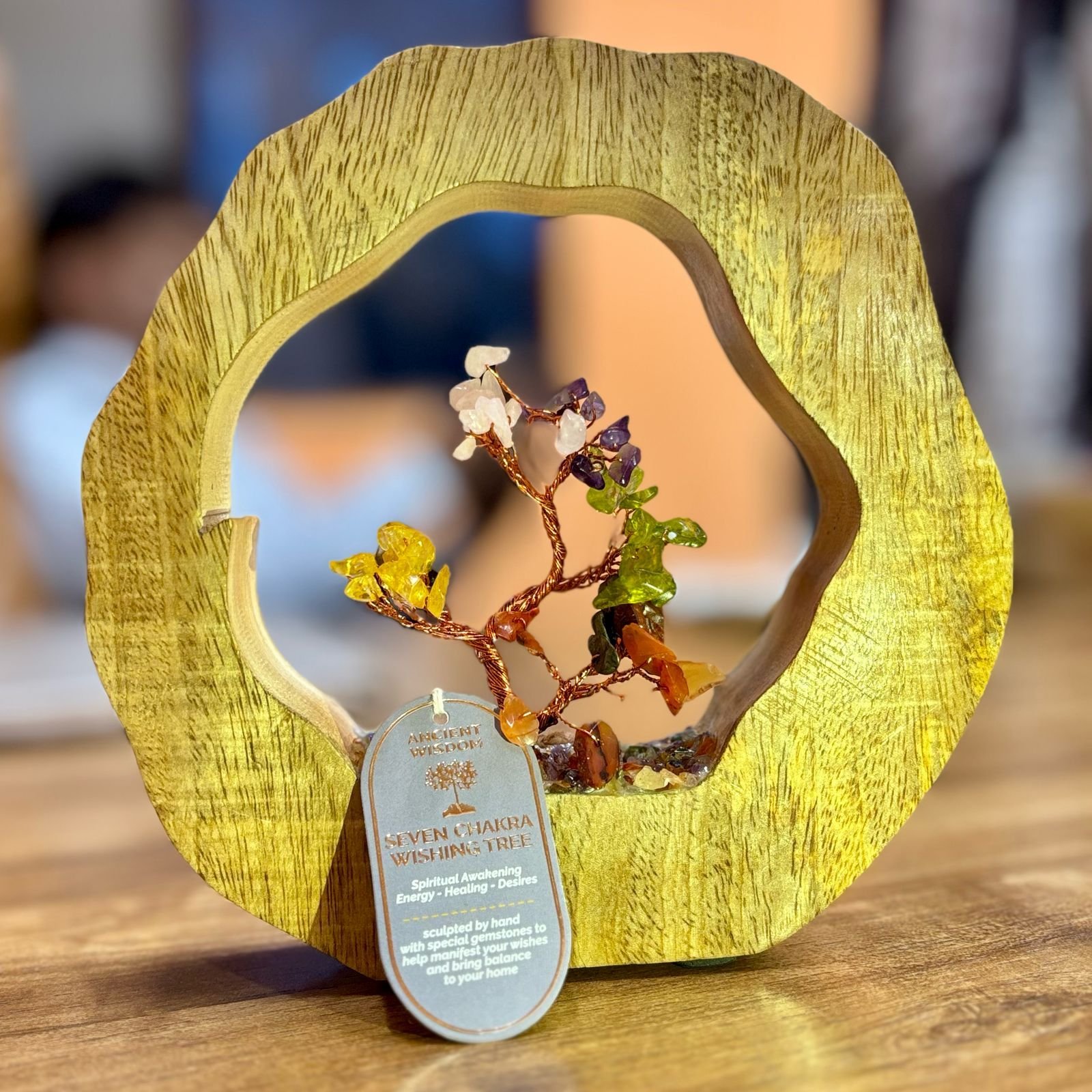 Brangakmenių medelis „Seven Chakra“ – mango medžio žiedas ir 60 akmenėlių ramybės sodui