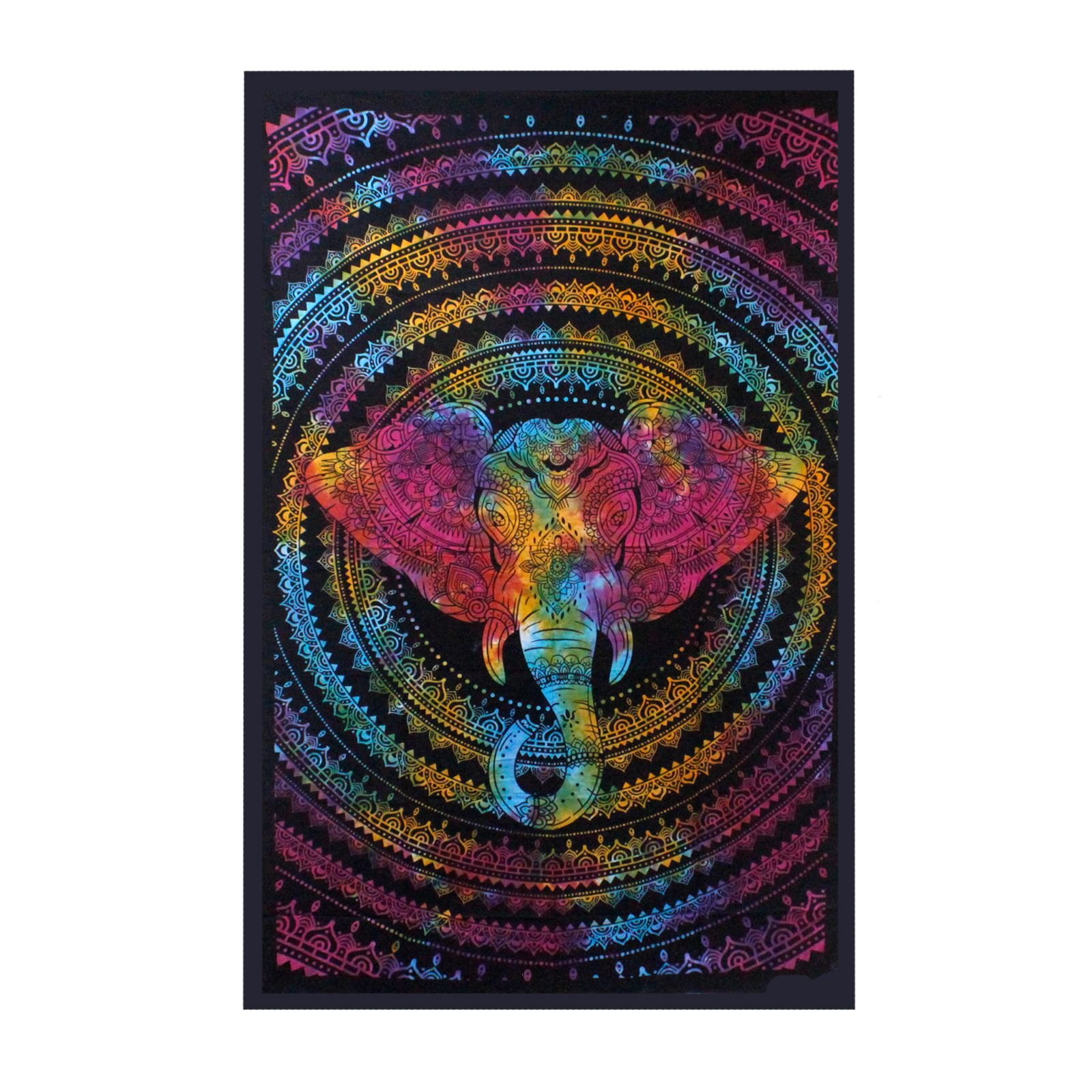 Alternative view of Dvigubas medvilninis lovos užtiesalas ir sienos dekoras „Elephant Head“ – 230 × 200 cm Indijos rankų darbo akcentas
