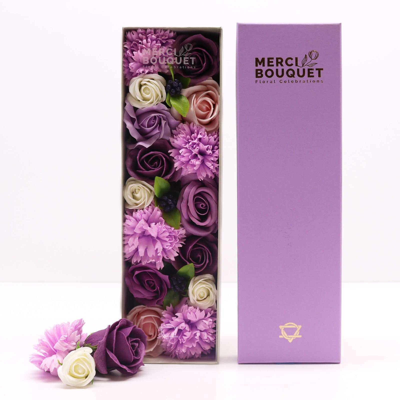 Alternative view of Muilo gėlių dovanų dėžutė „Lavender Rose & Carnation“ – ilga švelnaus žydėjimo akimirka