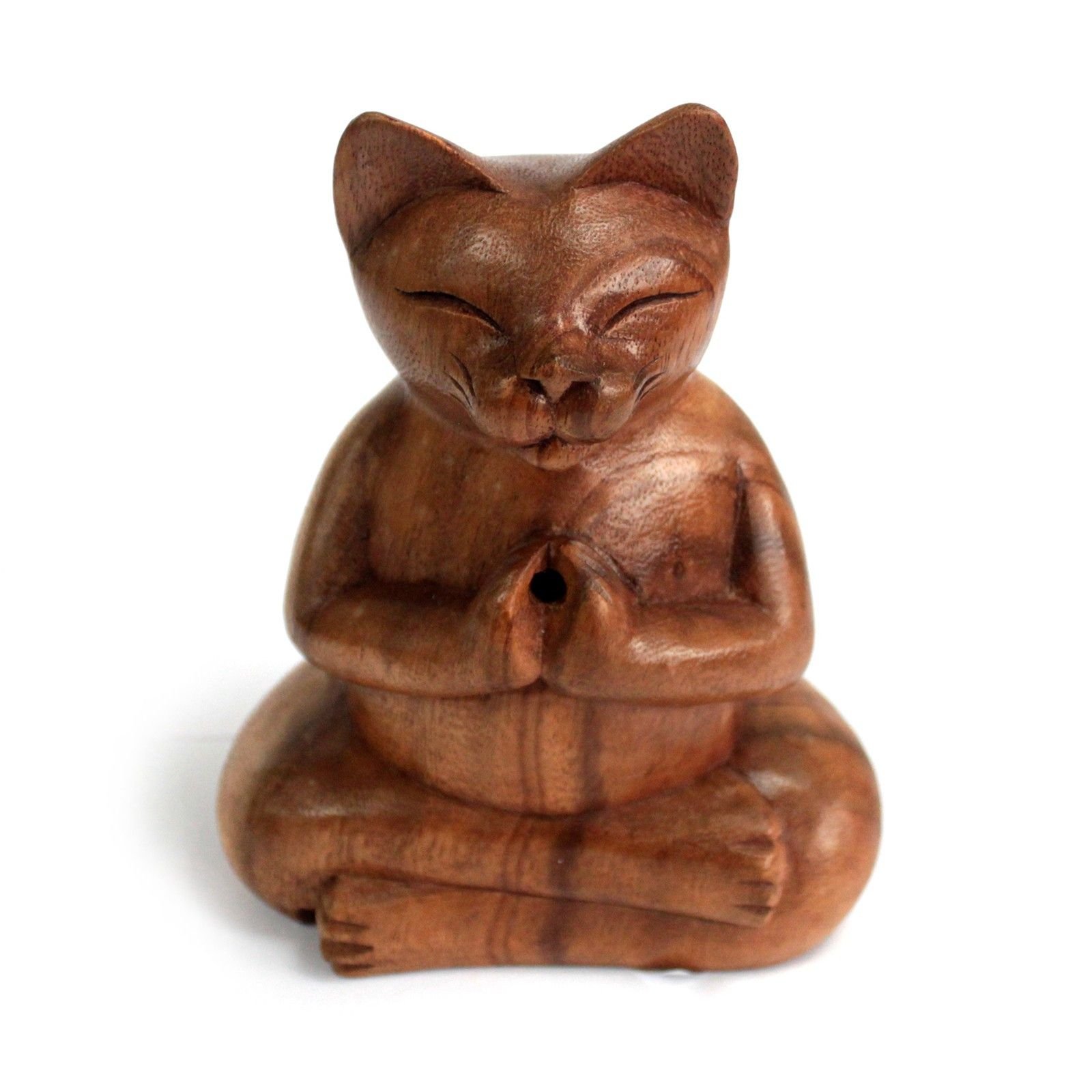 Medinė smilkalinė „Yoga Cat“ – išraižytas jaukumo ritualas namams