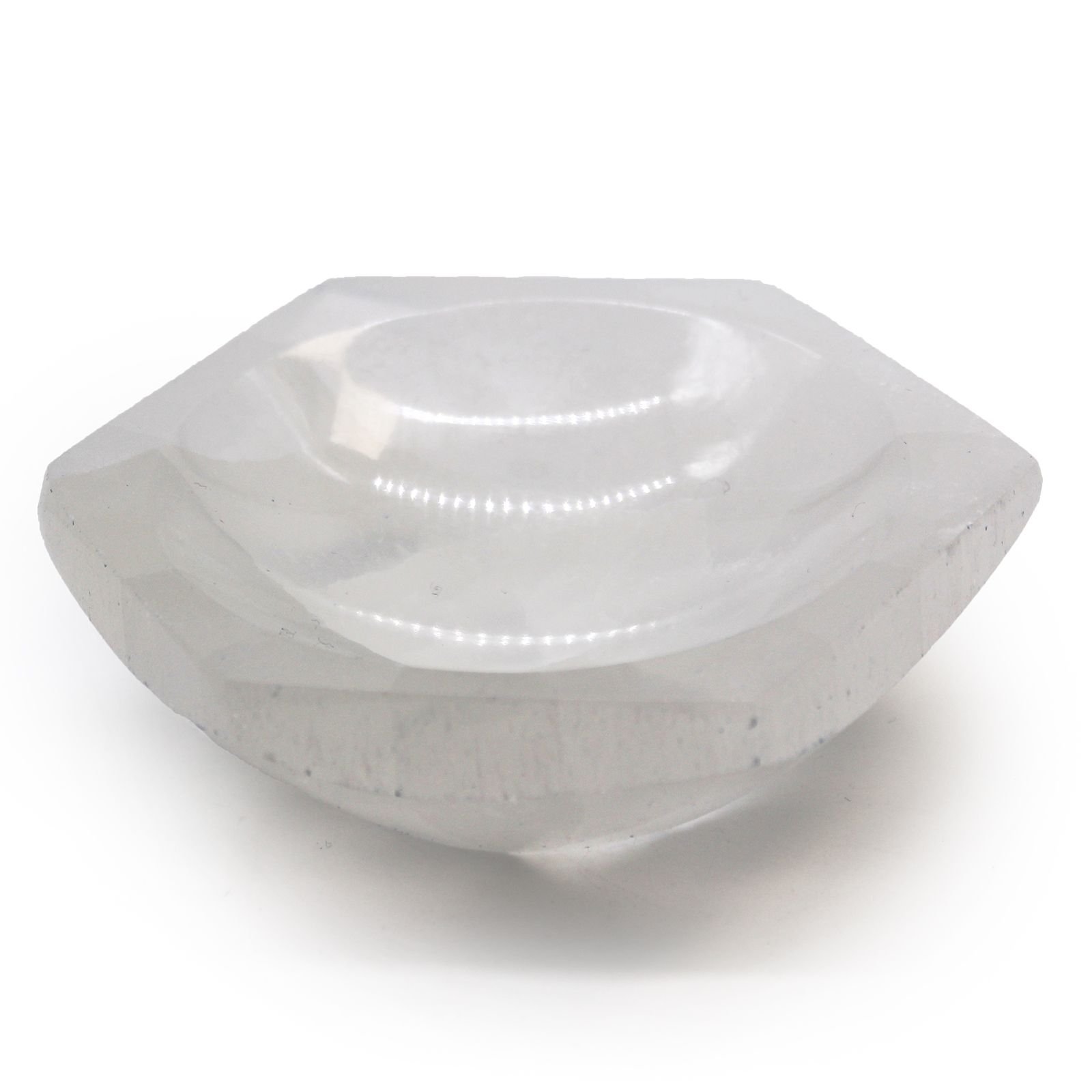 Selenito dubenėlis „Hex Bowl“ – 10 cm šviesos ir ramybės akcentas