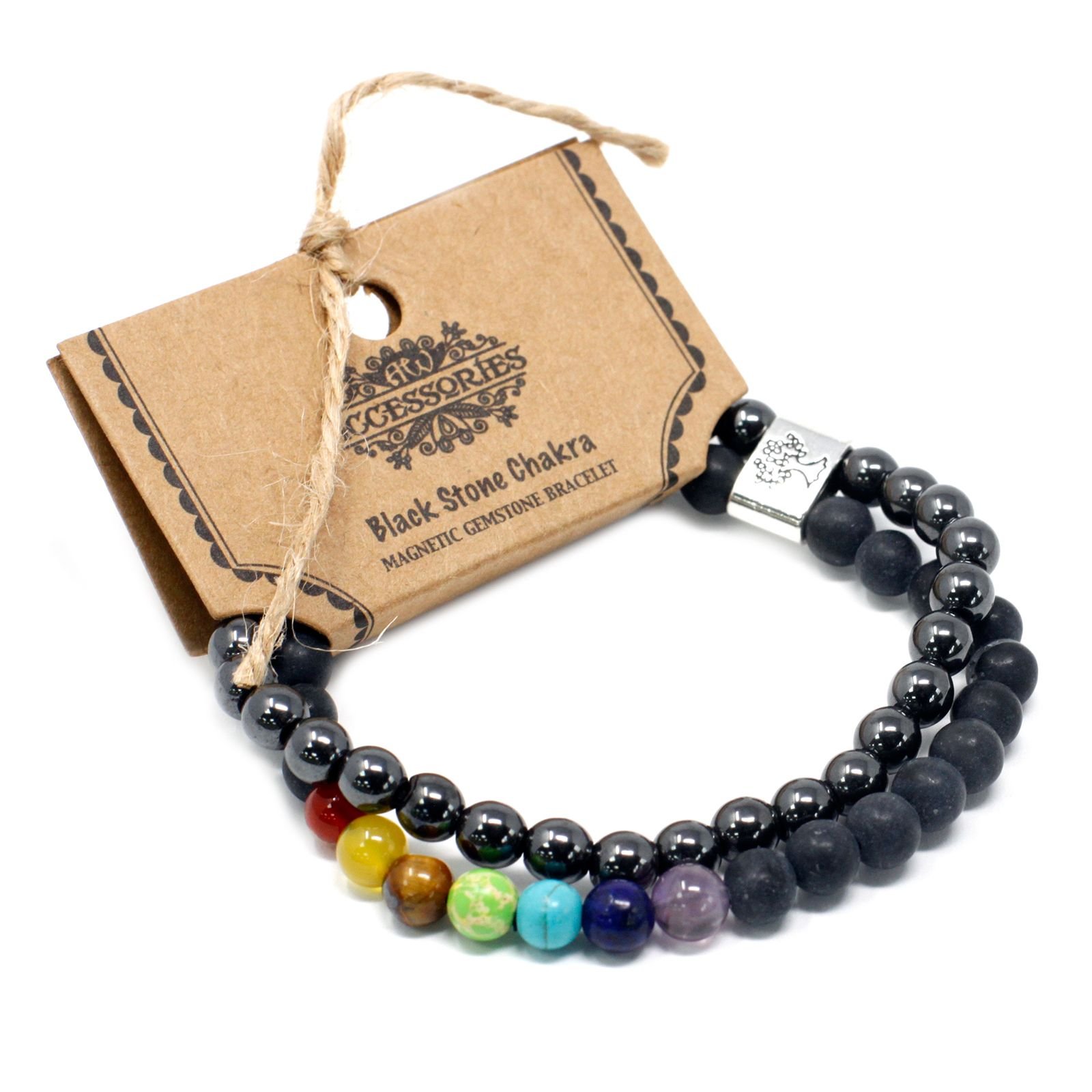Alternative view of Magnetinė brangakmenių apyrankė „Black Stone Chakra“ – tamsaus spindesio ritualas