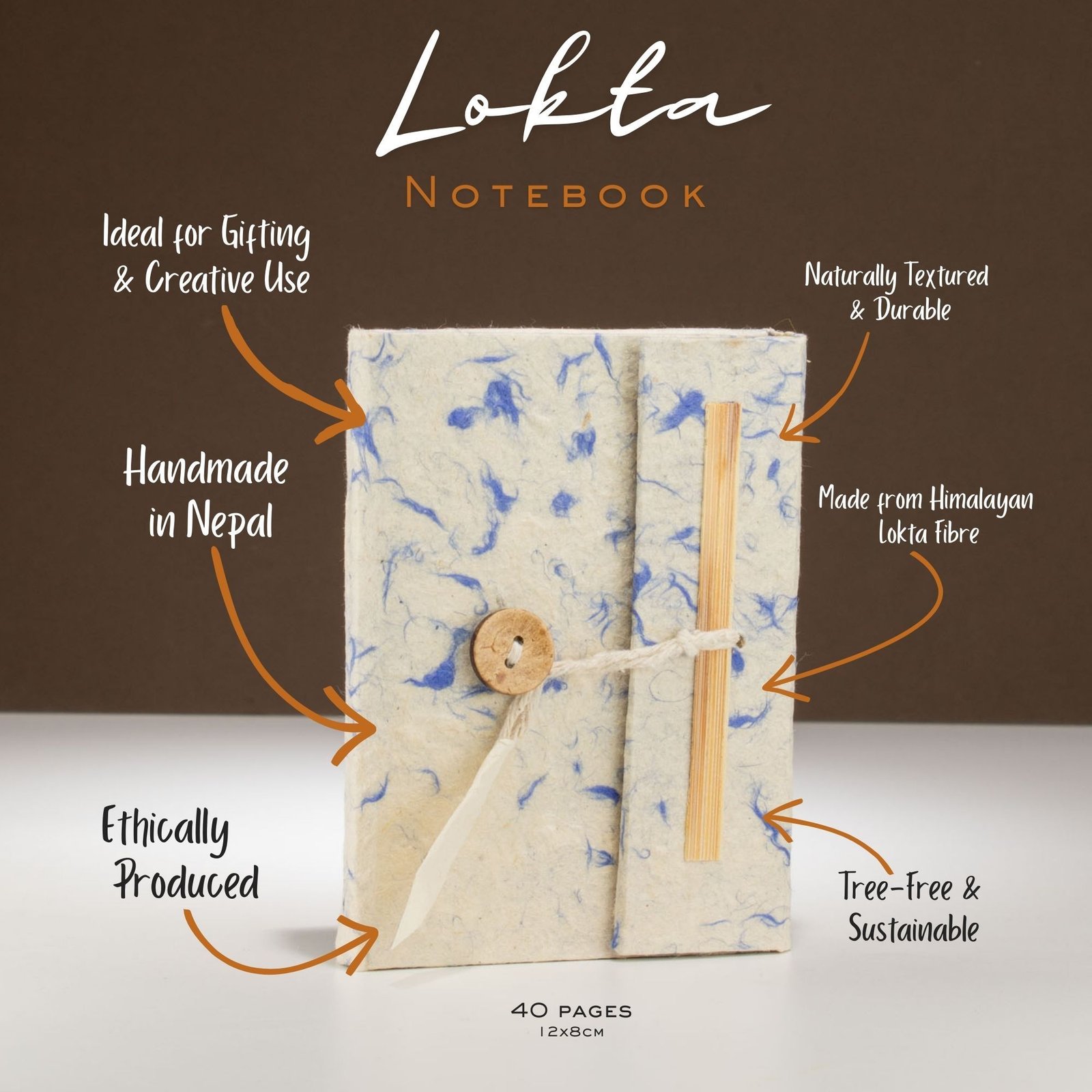 Alternative view of Mini lokta užrašinė „Mixed Blue Cotton“ – rankų darbo popieriaus ramybė kasdieniams užrašams